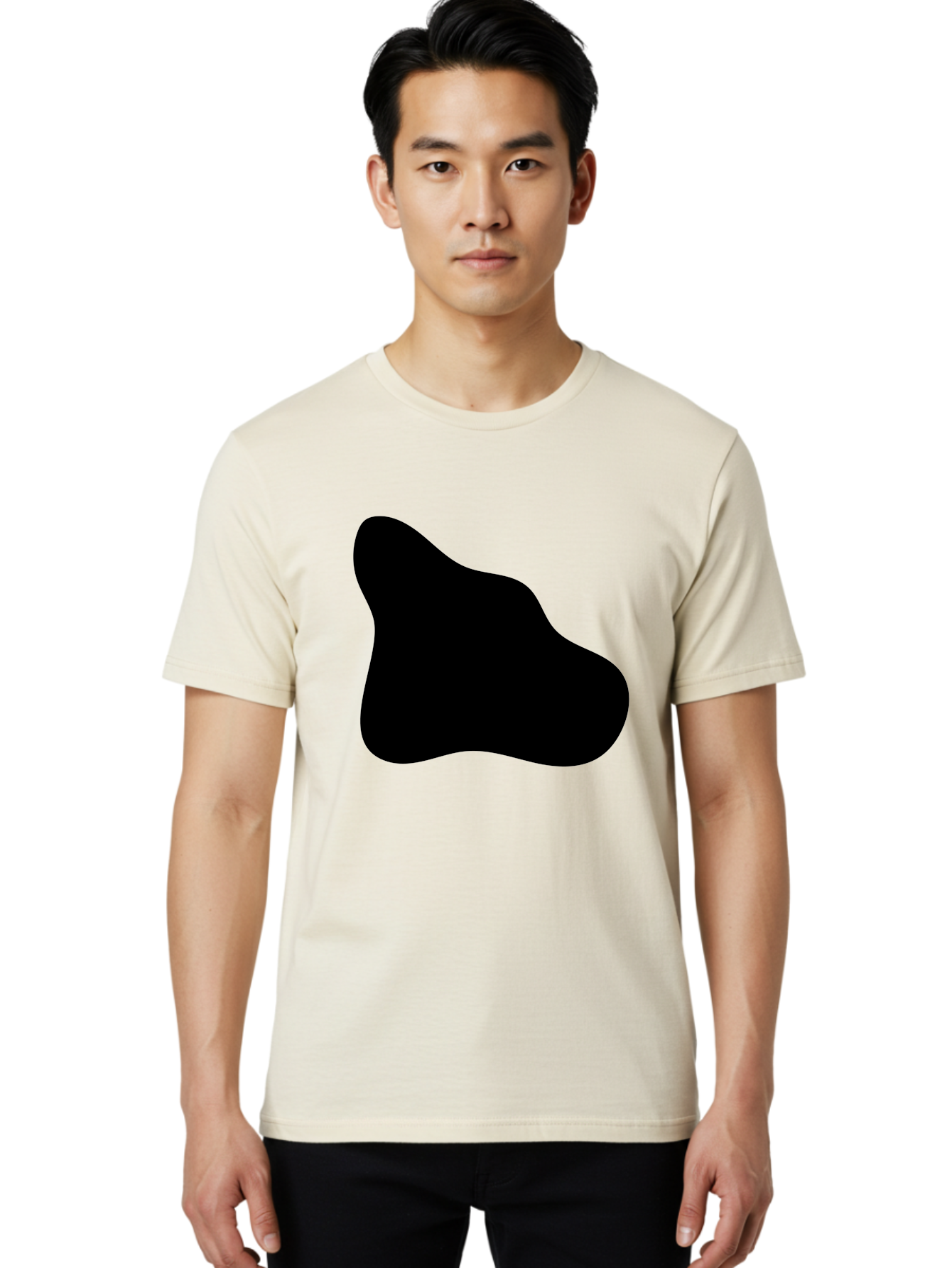 Black-Blob-2 Men'S Graphic Tee, 100% Cotton, Comfortable Casual Summer Wear, Machine Washable, Abstract Shape, Black Silhouette, Irregular Form, Modern Design, Graphic Element, Minimalist Art, Contemporary Style -  Aaa365 28