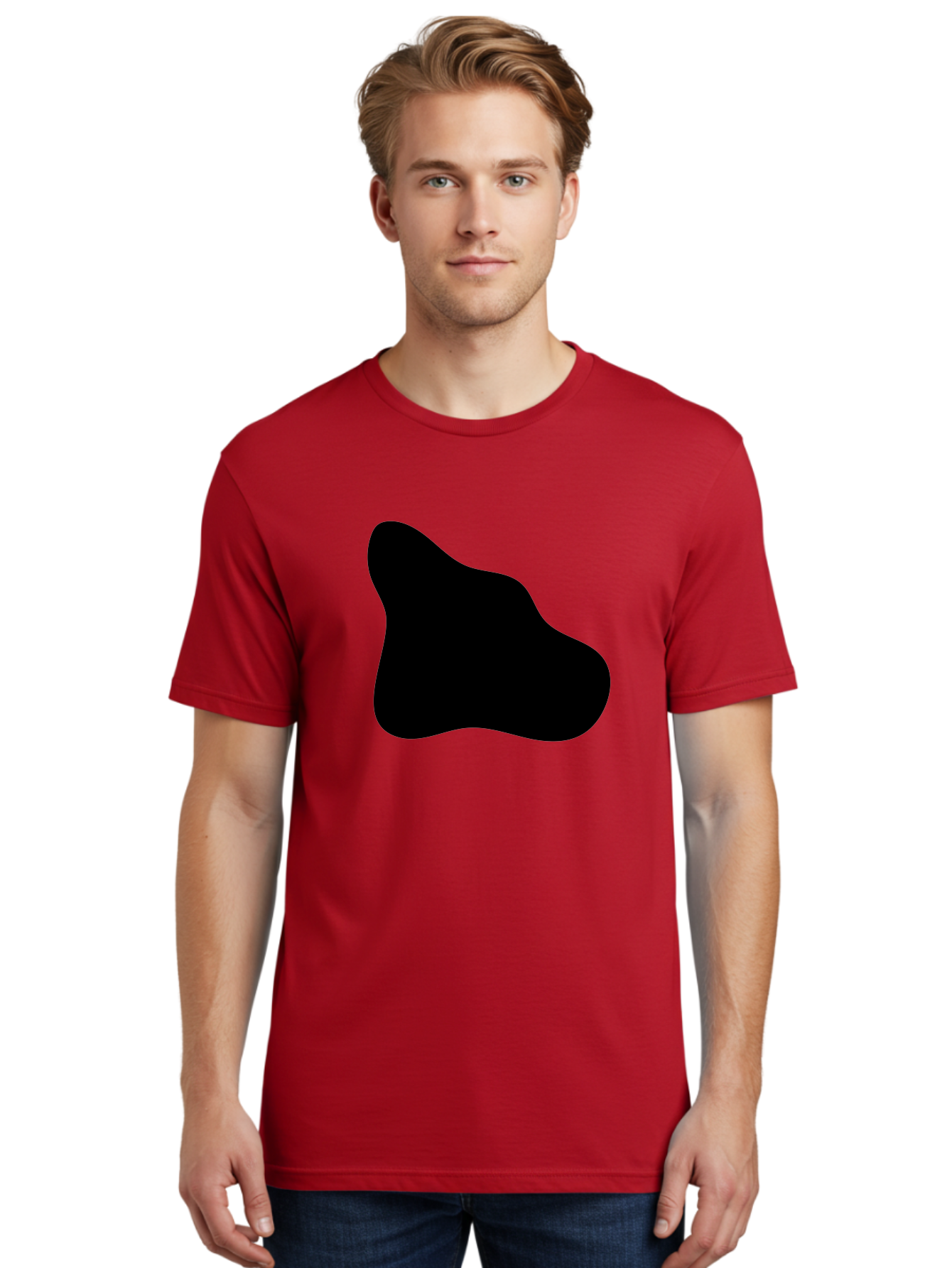 Black-Blob-2 Men'S Graphic Tee, 100% Cotton, Comfortable Casual Summer Wear, Machine Washable, Abstract Shape, Black Silhouette, Irregular Form, Modern Design, Graphic Element, Minimalist Art, Contemporary Style -  Aaa365 22