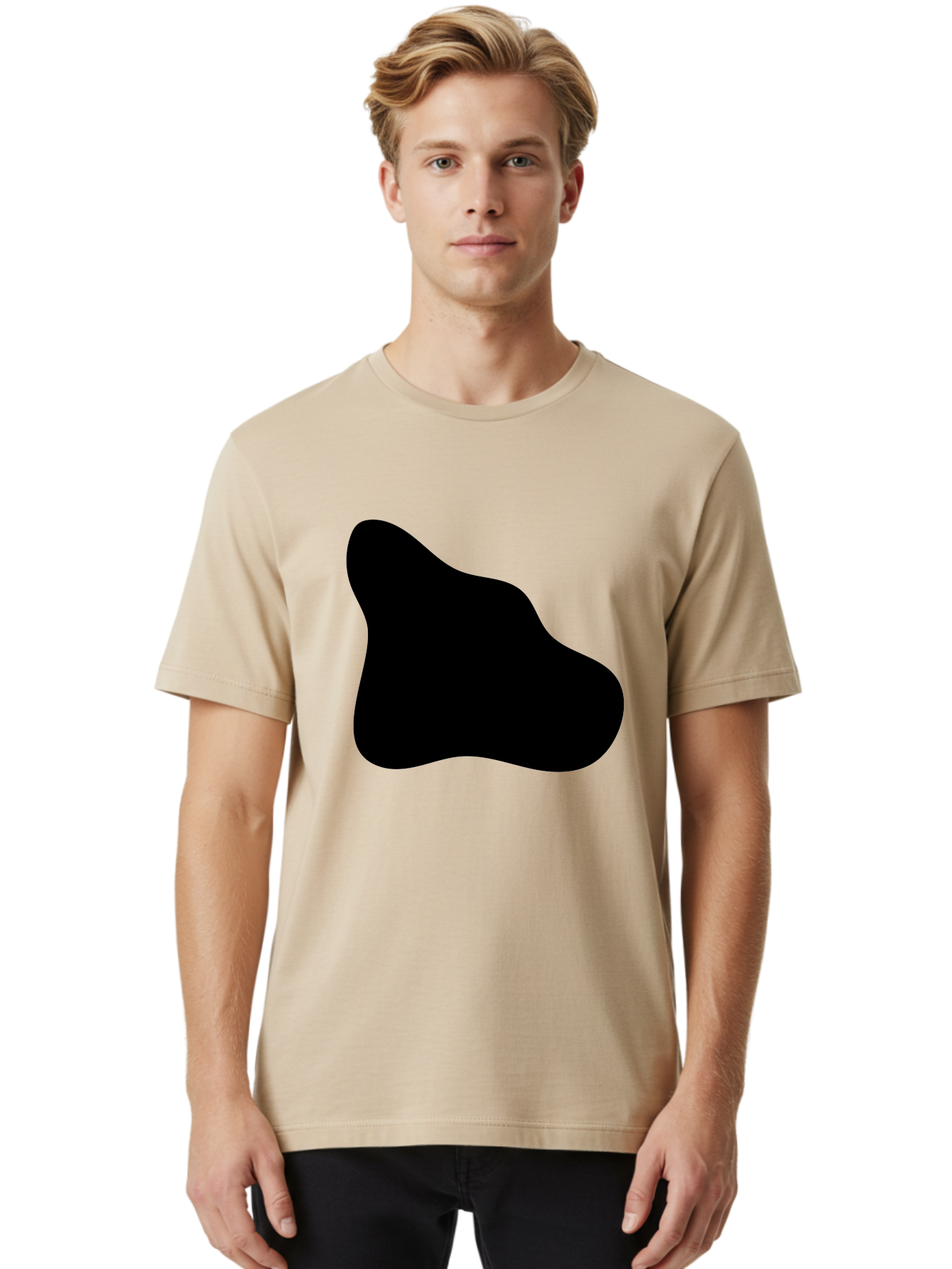 Black-Blob-2 Men'S Graphic Tee, 100% Cotton, Comfortable Casual Summer Wear, Machine Washable, Abstract Shape, Black Silhouette, Irregular Form, Modern Design, Graphic Element, Minimalist Art, Contemporary Style -  Aaa365 16