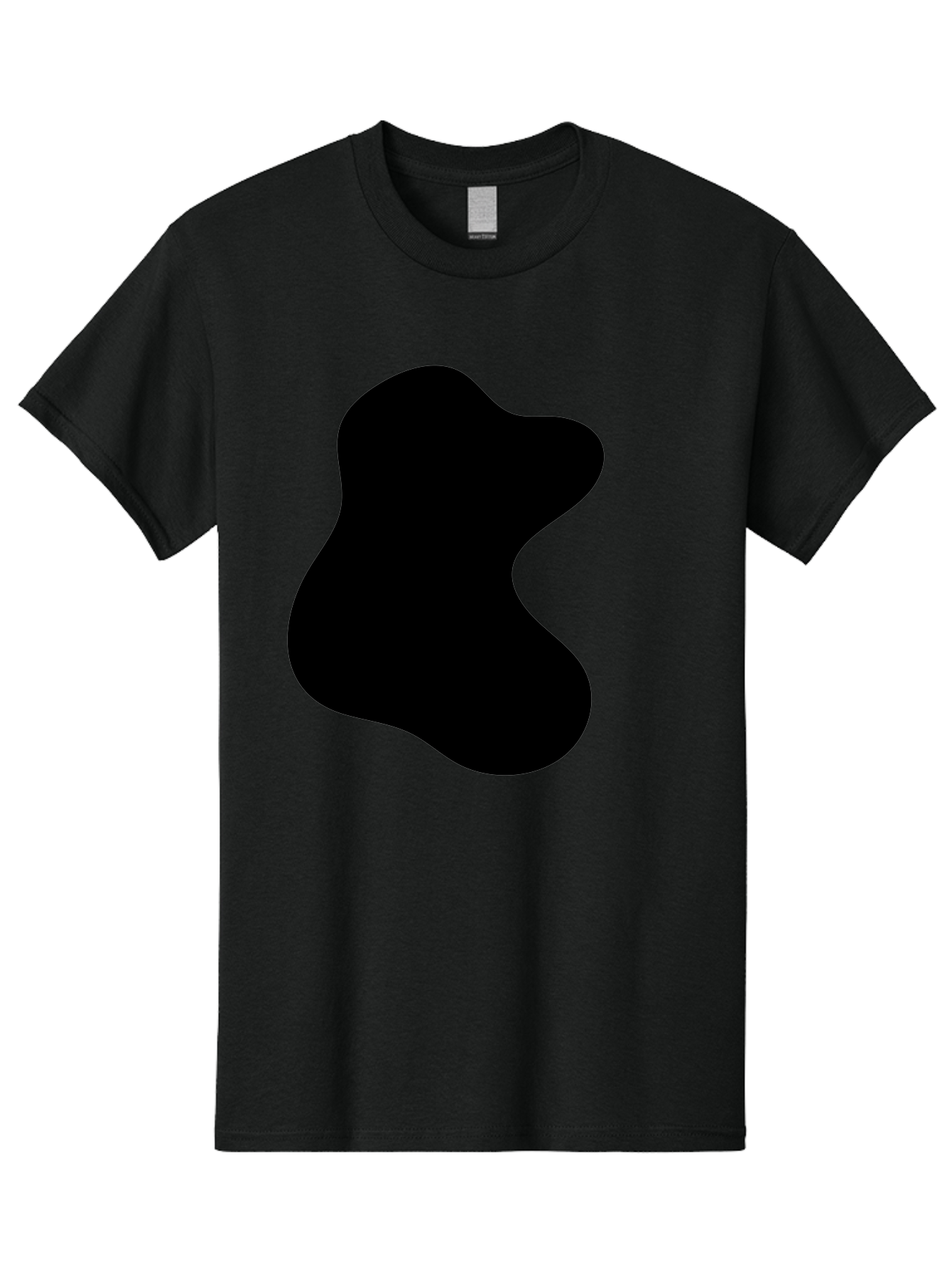 Black-Blob Men'S Graphic Tee, 100% Cotton, Comfortable Casual Summer Wear, Machine Washable, Black Blob Shape, Abstract Design, Irregular Form, Modern Art, Minimalist Style, Simple Shape, Unique Silhouette -  Aaa366