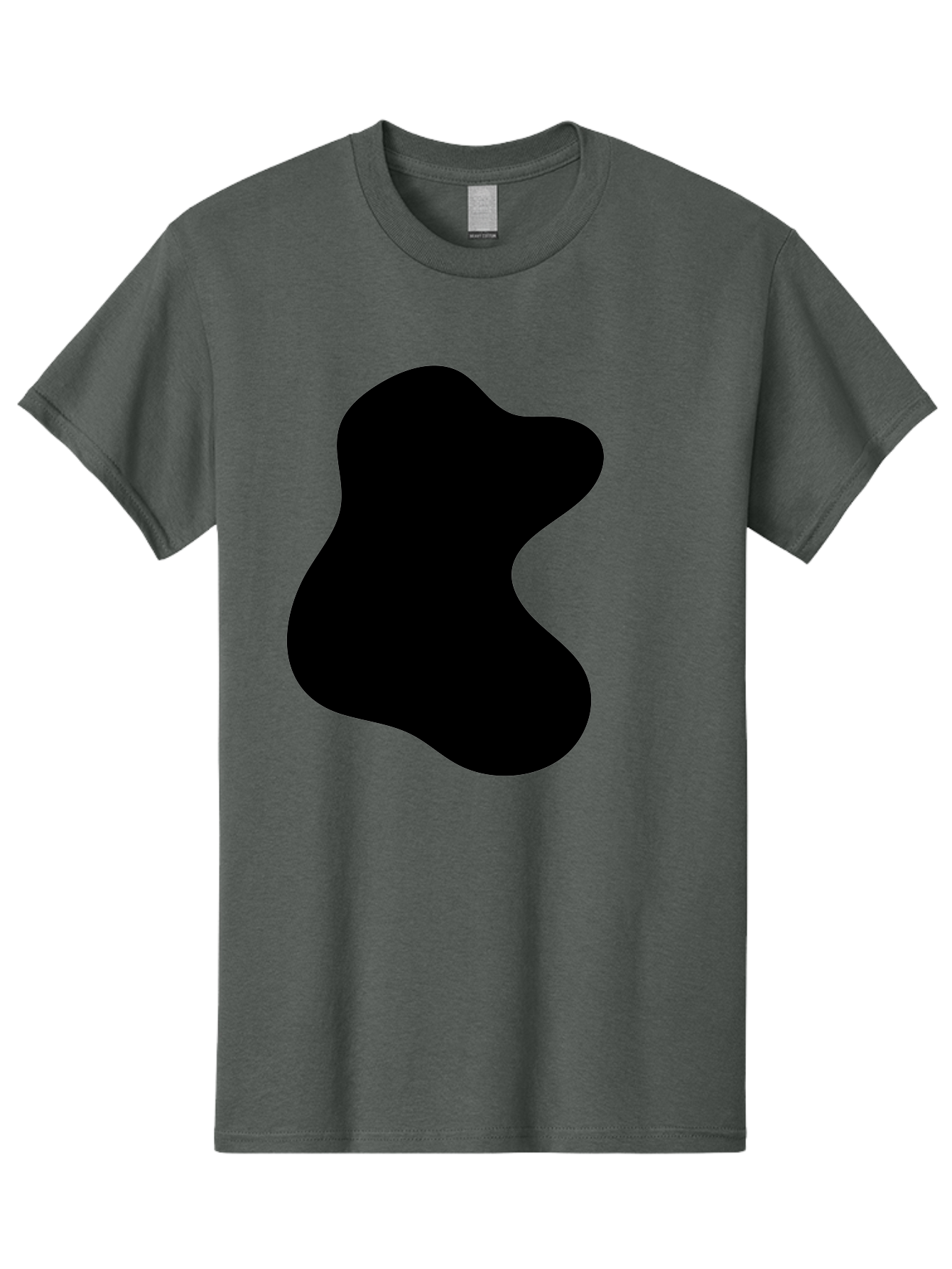 Black-Blob Men'S Graphic Tee, 100% Cotton, Comfortable Casual Summer Wear, Machine Washable, Black Blob Shape, Abstract Design, Irregular Form, Modern Art, Minimalist Style, Simple Shape, Unique Silhouette -  Aaa366