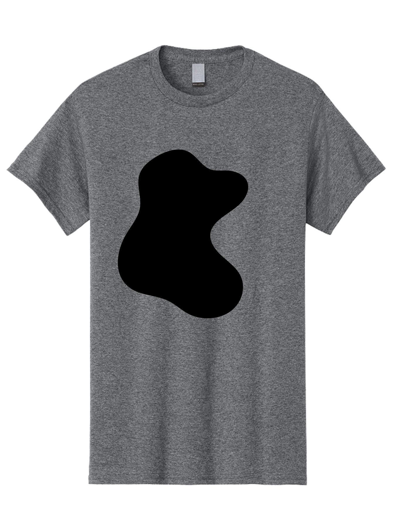 Black-Blob Men'S Graphic Tee, 100% Cotton, Comfortable Casual Summer Wear, Machine Washable, Black Blob Shape, Abstract Design, Irregular Form, Modern Art, Minimalist Style, Simple Shape, Unique Silhouette -  Aaa366 25