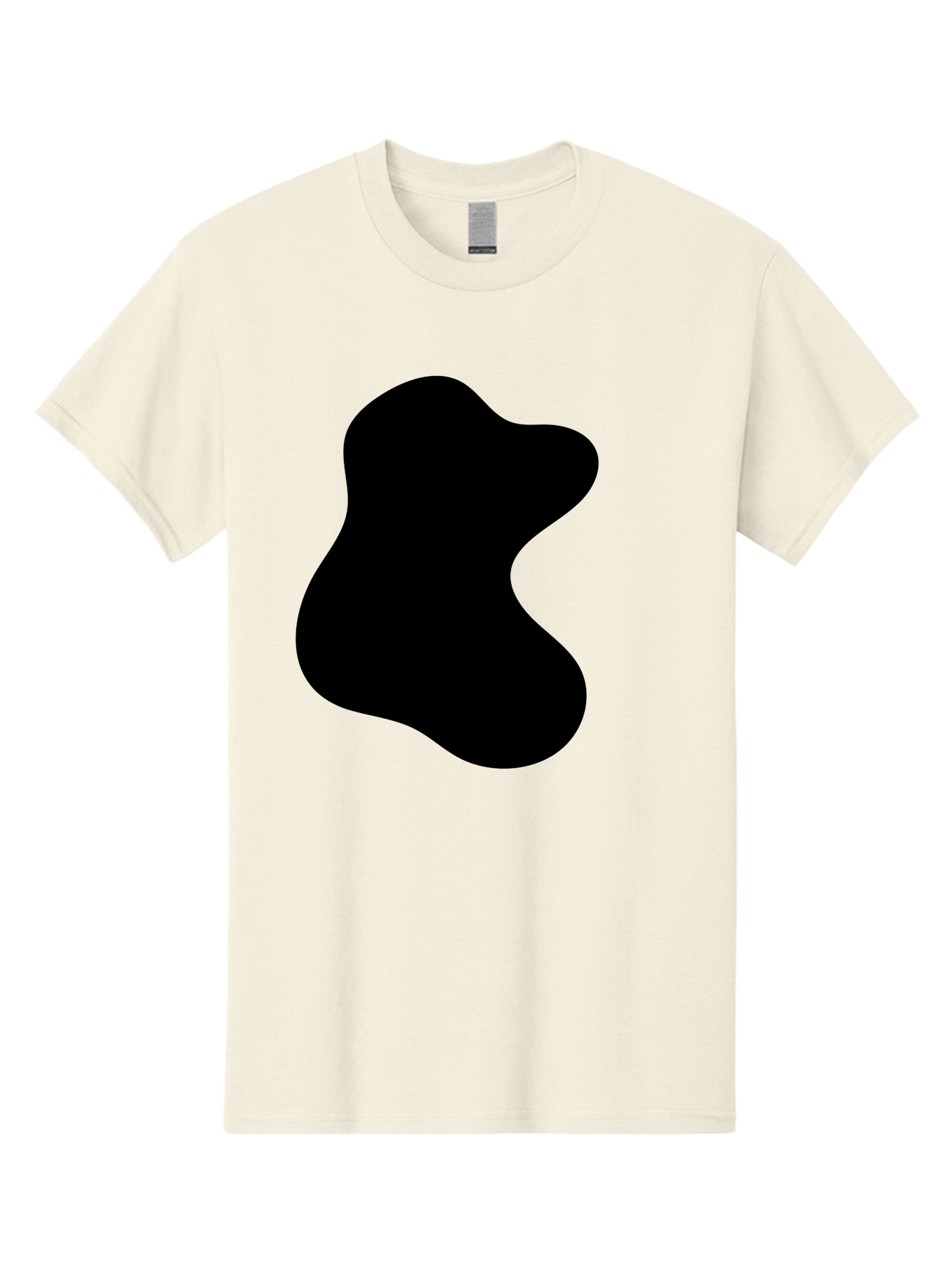 Black-Blob Men'S Graphic Tee, 100% Cotton, Comfortable Casual Summer Wear, Machine Washable, Black Blob Shape, Abstract Design, Irregular Form, Modern Art, Minimalist Style, Simple Shape, Unique Silhouette -  Aaa366 21
