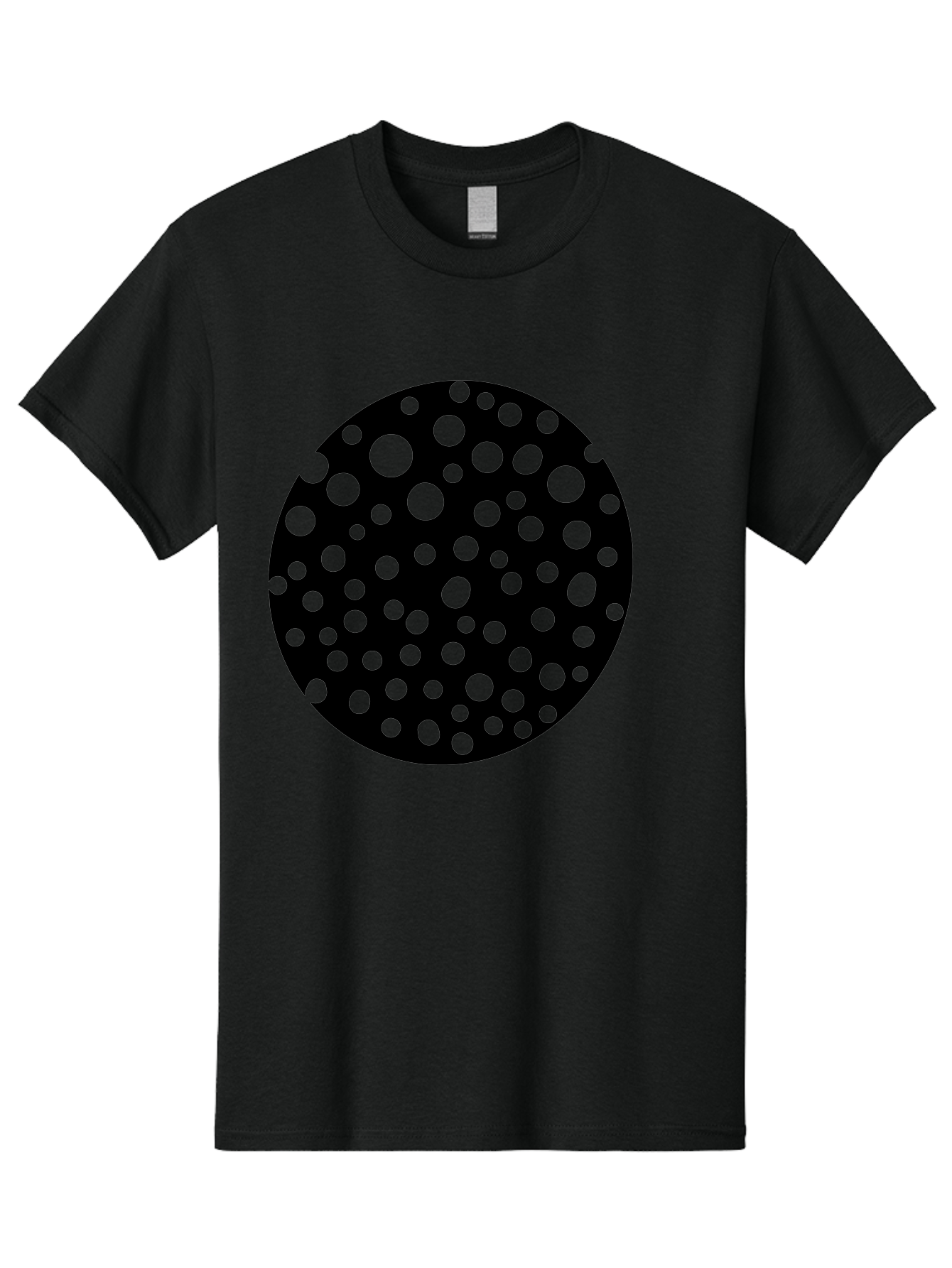 Black-Circle-With-Green-Dots Men'S Graphic Tee, 100% Cotton, Comfortable Casual Summer Wear, Machine Washable, Black Circle, Green Dots, Graphic Design, Abstract Art, Modern Pattern, Geometric Shapes, Simple Design, Bold Colors, -  Aaa368