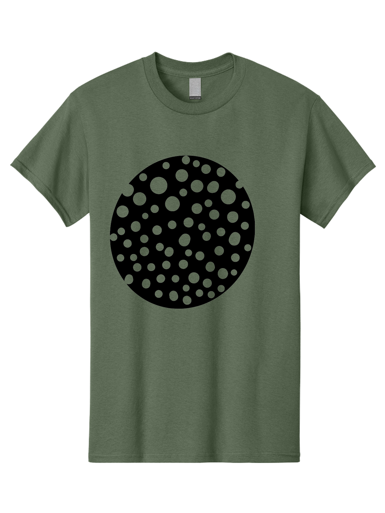 Black-Circle-With-Green-Dots Men'S Graphic Tee, 100% Cotton, Comfortable Casual Summer Wear, Machine Washable, Black Circle, Green Dots, Graphic Design, Abstract Art, Modern Pattern, Geometric Shapes, Simple Design, Bold Colors, -  Aaa368 29