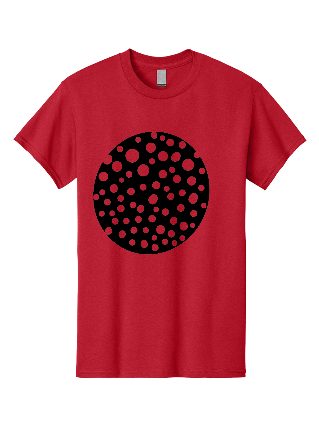Black-Circle-With-Green-Dots Men'S Graphic Tee, 100% Cotton, Comfortable Casual Summer Wear, Machine Washable, Black Circle, Green Dots, Graphic Design, Abstract Art, Modern Pattern, Geometric Shapes, Simple Design, Bold Colors, -  Aaa368 13