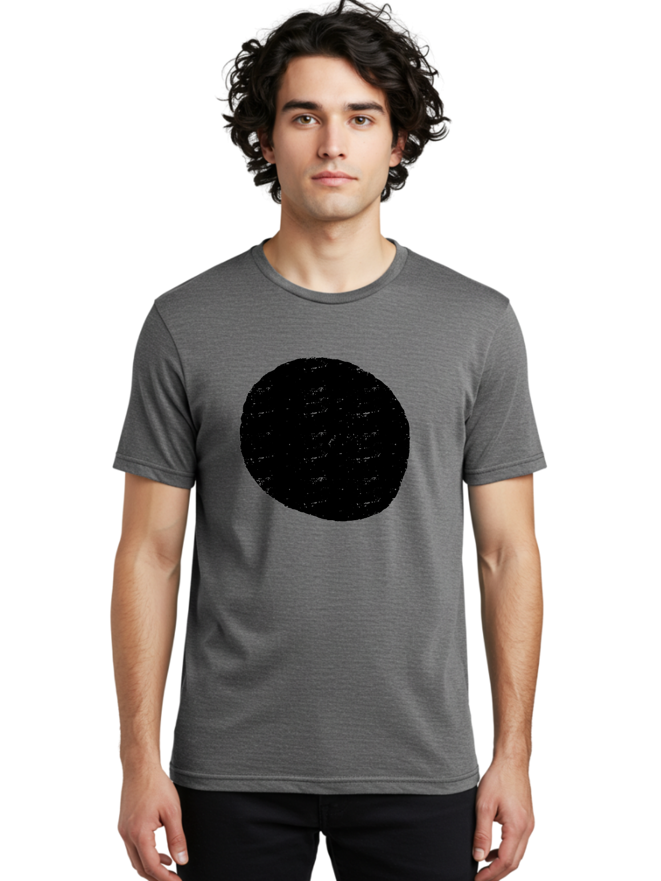 Black-Circle Men'S Graphic Tee, 100% Cotton, Comfortable Casual Summer Wear, Machine Washable, Black Circle, Abstract Shape, Digital Art, Modern Design, Minimalist Style, Geometric Figure, Simple Icon -  Aaa369 8