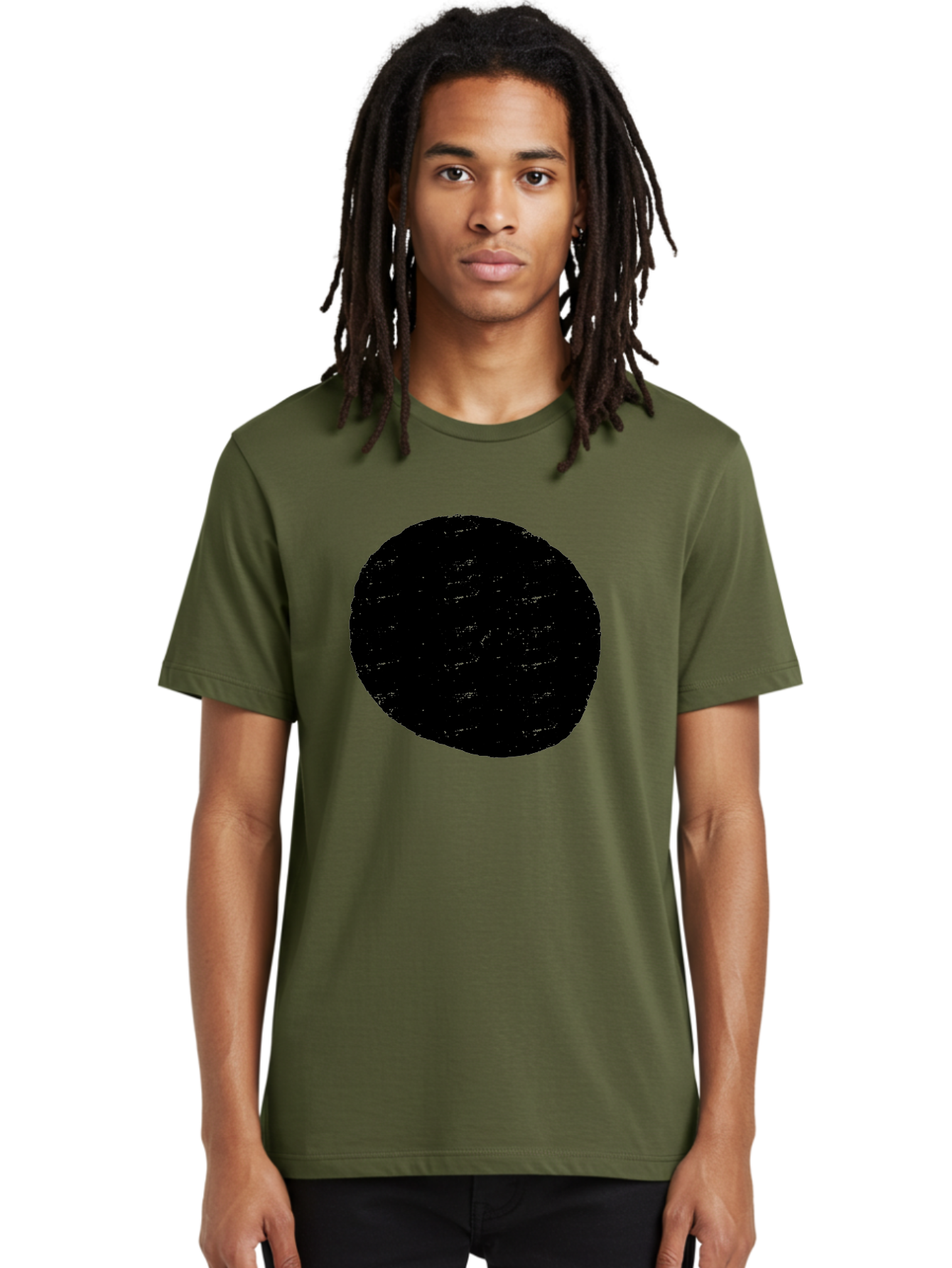 Black-Circle Men'S Graphic Tee, 100% Cotton, Comfortable Casual Summer Wear, Machine Washable, Black Circle, Abstract Shape, Digital Art, Modern Design, Minimalist Style, Geometric Figure, Simple Icon -  Aaa369 28