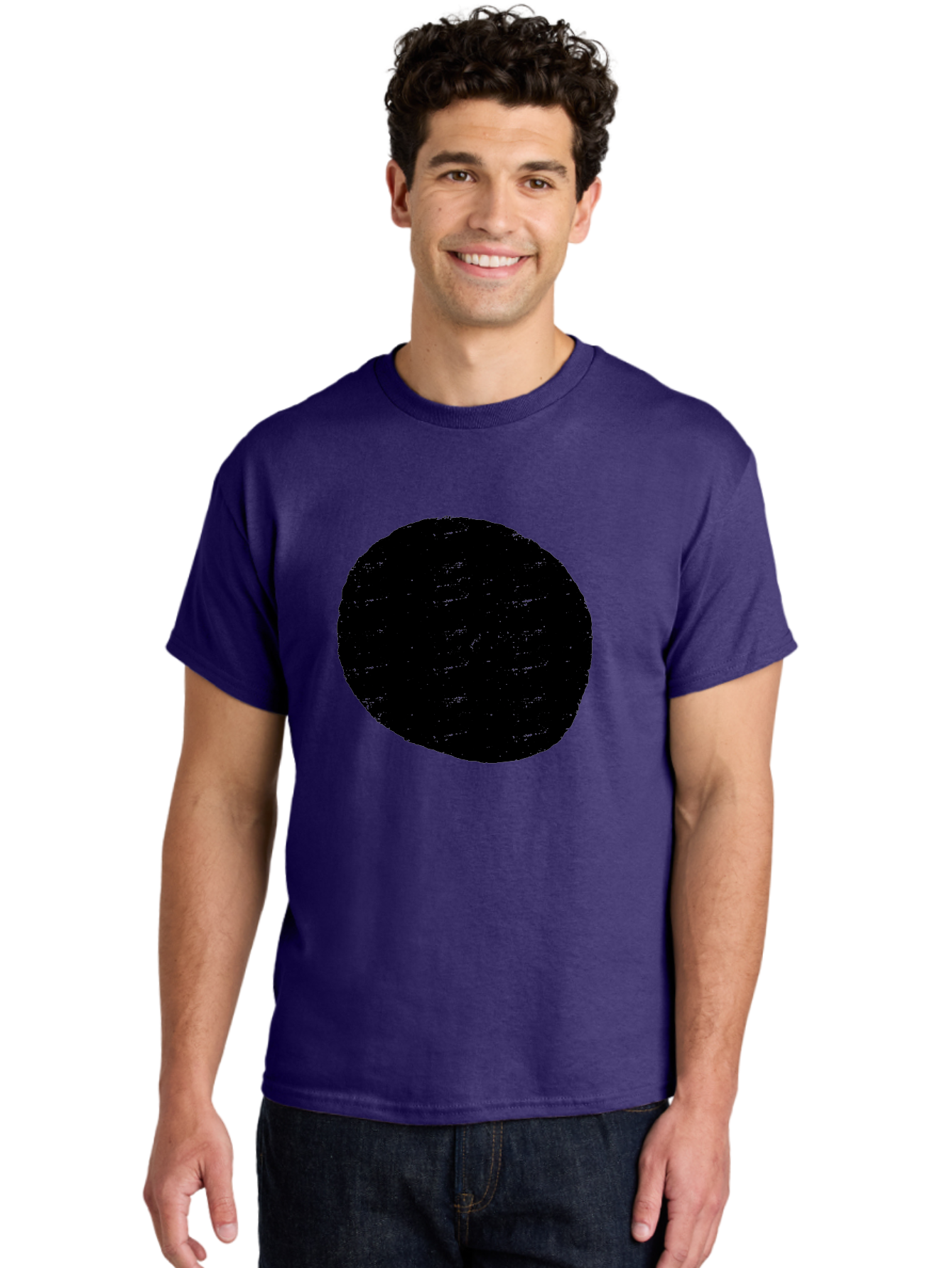 Black-Circle Men'S Graphic Tee, 100% Cotton, Comfortable Casual Summer Wear, Machine Washable, Black Circle, Abstract Shape, Digital Art, Modern Design, Minimalist Style, Geometric Figure, Simple Icon -  Aaa369 4
