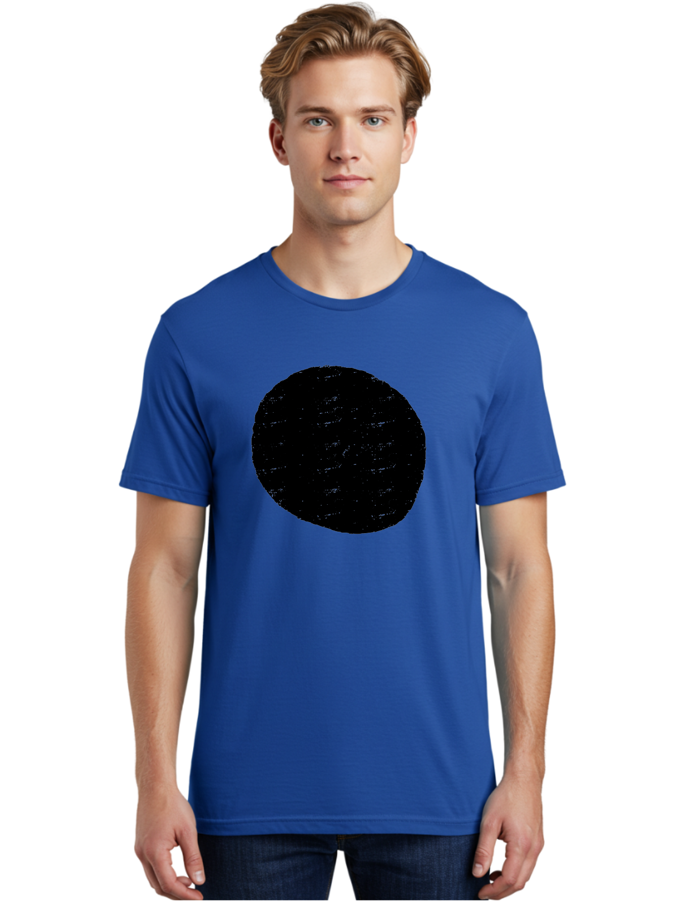 Black-Circle Men'S Graphic Tee, 100% Cotton, Comfortable Casual Summer Wear, Machine Washable, Black Circle, Abstract Shape, Digital Art, Modern Design, Minimalist Style, Geometric Figure, Simple Icon -  Aaa369 16