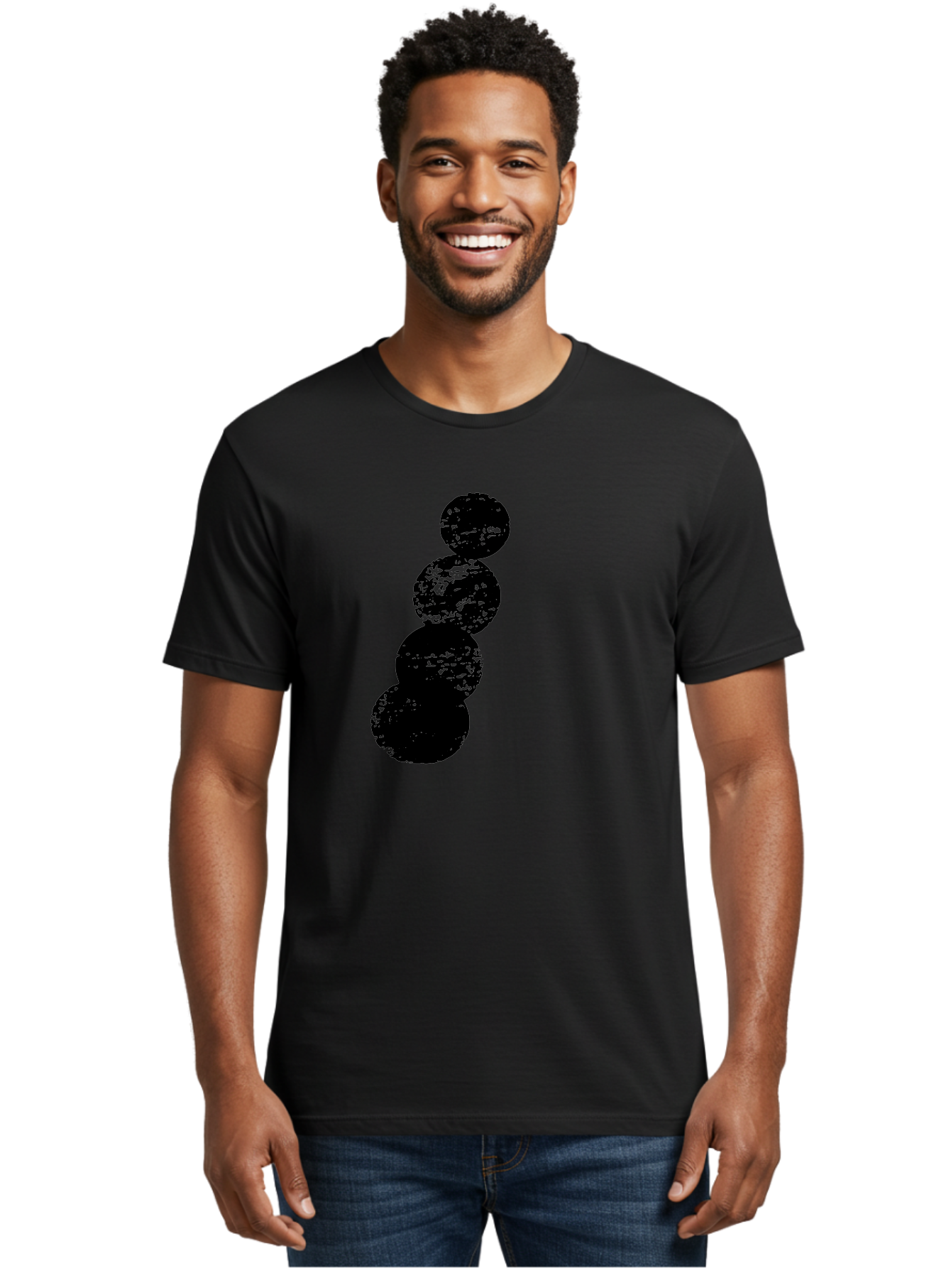 Black-Circles Men'S Graphic Tee, 100% Cotton, Comfortable Casual Summer Wear, Machine Washable, Black Spheres, Distressed Texture, Diagonal Alignment, Abstract Design, Modern Art, Creative Pattern, Minimalist Style, Grunge Effect, -  Aaa370