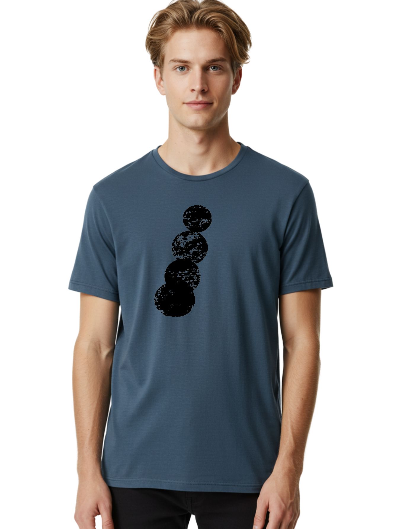 Black-Circles Men'S Graphic Tee, 100% Cotton, Comfortable Casual Summer Wear, Machine Washable, Black Spheres, Distressed Texture, Diagonal Alignment, Abstract Design, Modern Art, Creative Pattern, Minimalist Style, Grunge Effect, -  Aaa370 10