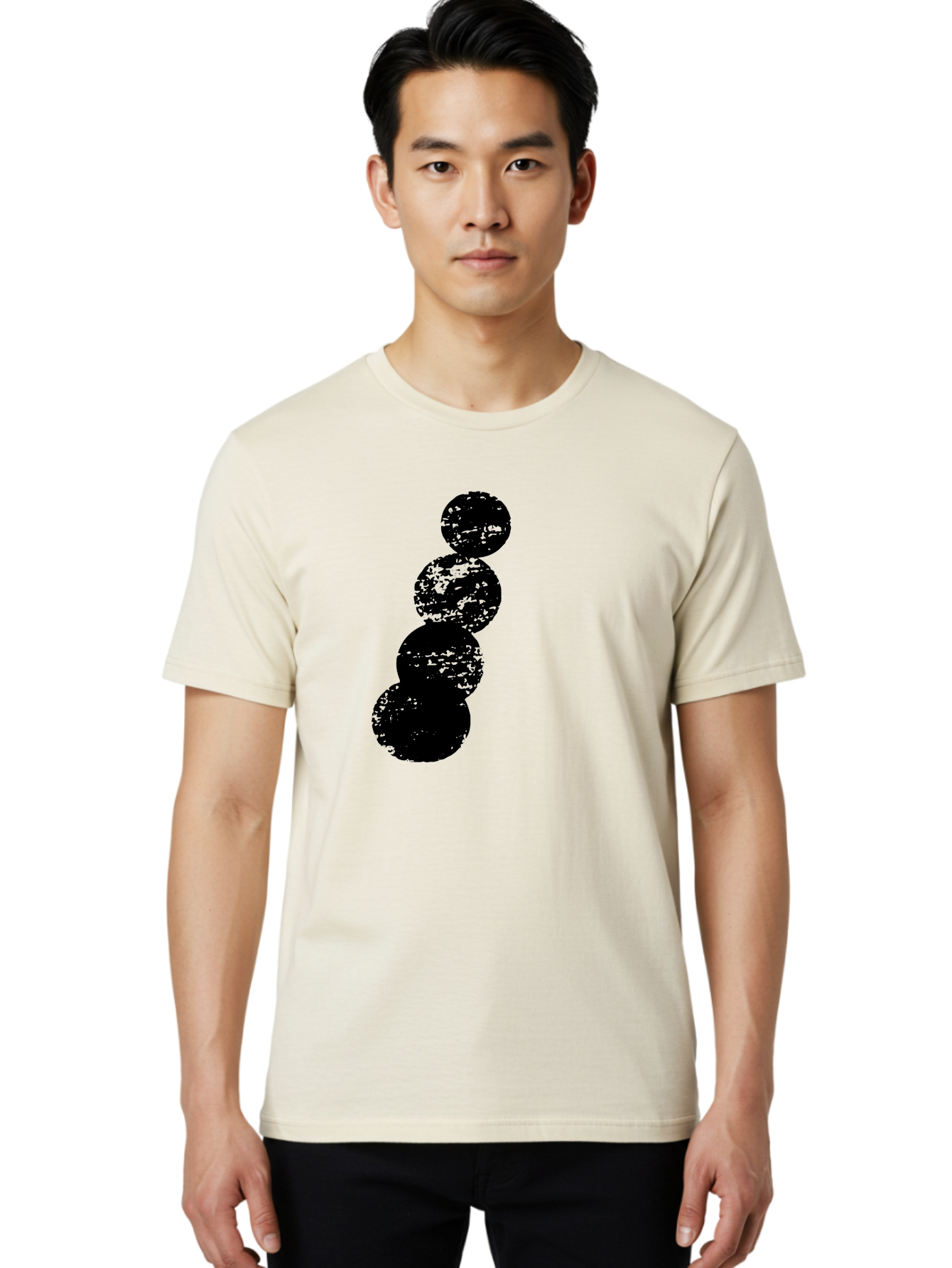 Black-Circles Men'S Graphic Tee, 100% Cotton, Comfortable Casual Summer Wear, Machine Washable, Black Spheres, Distressed Texture, Diagonal Alignment, Abstract Design, Modern Art, Creative Pattern, Minimalist Style, Grunge Effect, -  Aaa370 24