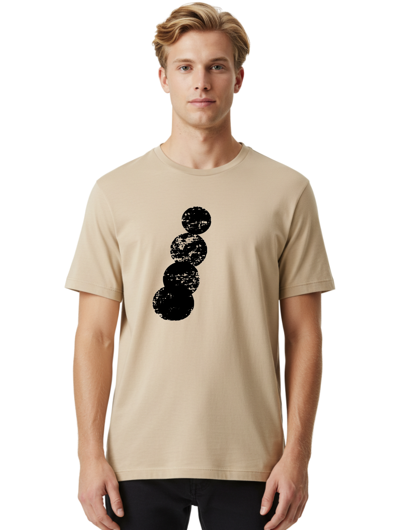 Black-Circles Men'S Graphic Tee, 100% Cotton, Comfortable Casual Summer Wear, Machine Washable, Black Spheres, Distressed Texture, Diagonal Alignment, Abstract Design, Modern Art, Creative Pattern, Minimalist Style, Grunge Effect, -  Aaa370 8