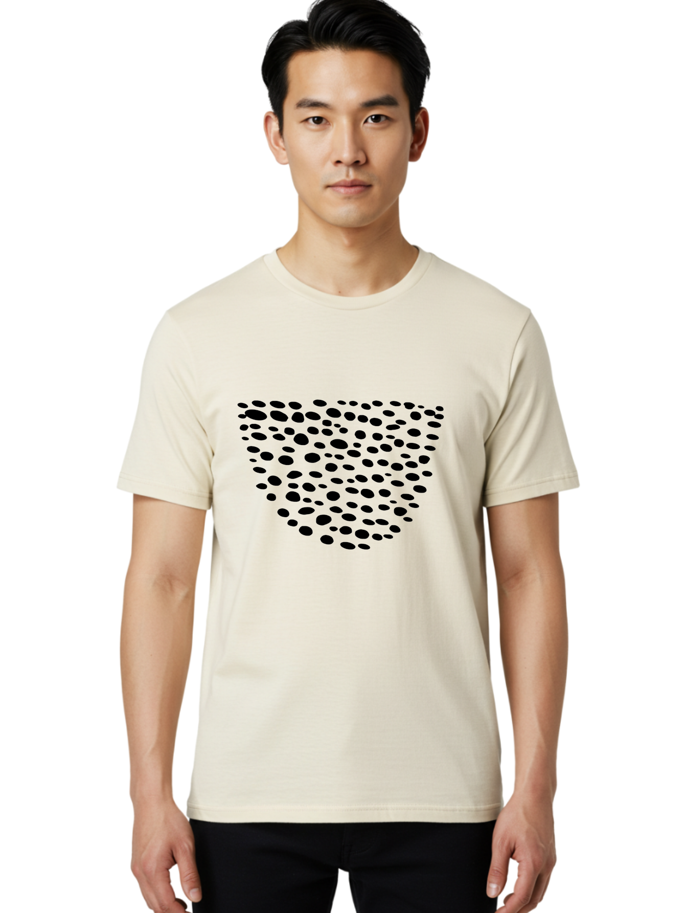 Black-Dots-Heart Men'S Graphic Tee, 100% Cotton, Comfortable Casual Summer Wear, Machine Washable, Black Dots Forming Heart Shape, Minimalist Design, Abstract Heart, Modern Art, Simple Graphics, Dot Pattern, Heart Illustration, Cute Design -  Aaa371 12
