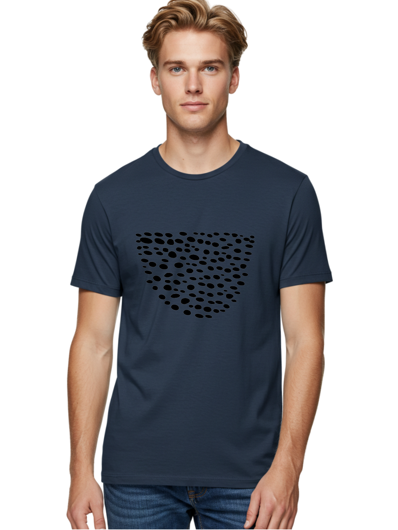 Black-Dots-Heart Men'S Graphic Tee, 100% Cotton, Comfortable Casual Summer Wear, Machine Washable, Black Dots Forming Heart Shape, Minimalist Design, Abstract Heart, Modern Art, Simple Graphics, Dot Pattern, Heart Illustration, Cute Design -  Aaa371 24