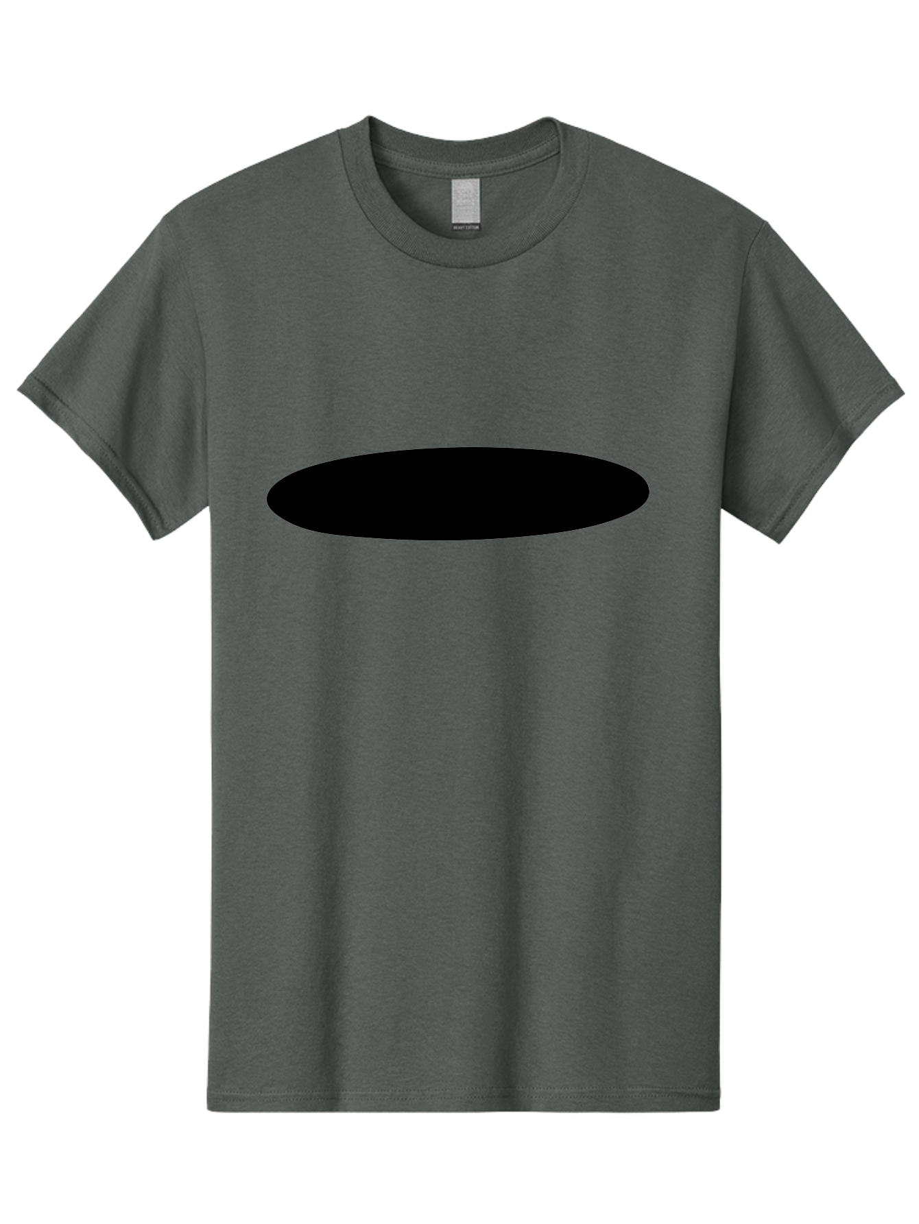 Black-Ellipse Men'S Graphic Tee, 100% Cotton, Comfortable Casual Summer Wear, Machine Washable, Black Ellipse, Minimalist Design, Simple Shape, Abstract Art, Geometric Figure, Modern Graphic -  Aaa373