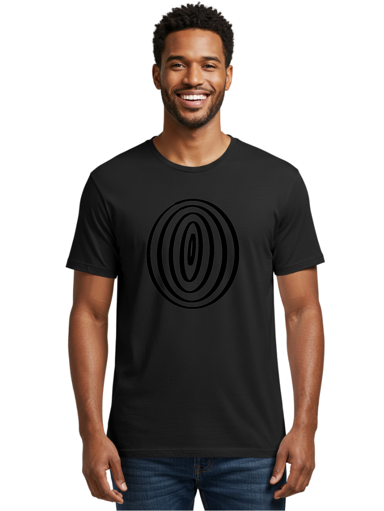 Black-Elliptical-Rings Men'S Graphic Tee, 100% Cotton, Comfortable Casual Summer Wear, Machine Washable, Concentric Circles, Abstract Art, Modern Design, Minimalist Pattern, Black Lines, Geometric Shape, Optical Illusion, Hypnotic Effect -  Aaa374 6