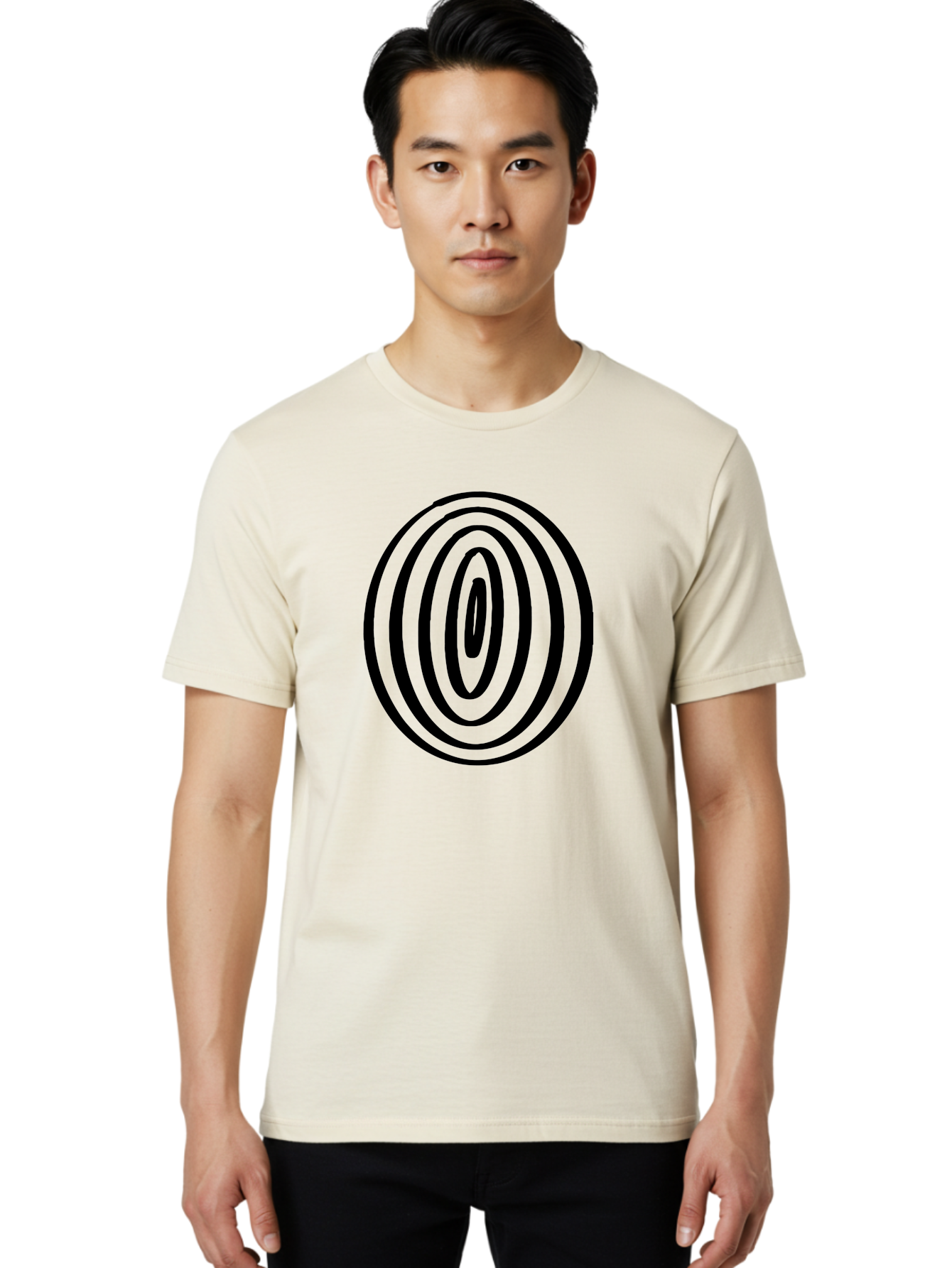 Black-Elliptical-Rings Men'S Graphic Tee, 100% Cotton, Comfortable Casual Summer Wear, Machine Washable, Concentric Circles, Abstract Art, Modern Design, Minimalist Pattern, Black Lines, Geometric Shape, Optical Illusion, Hypnotic Effect -  Aaa374 14
