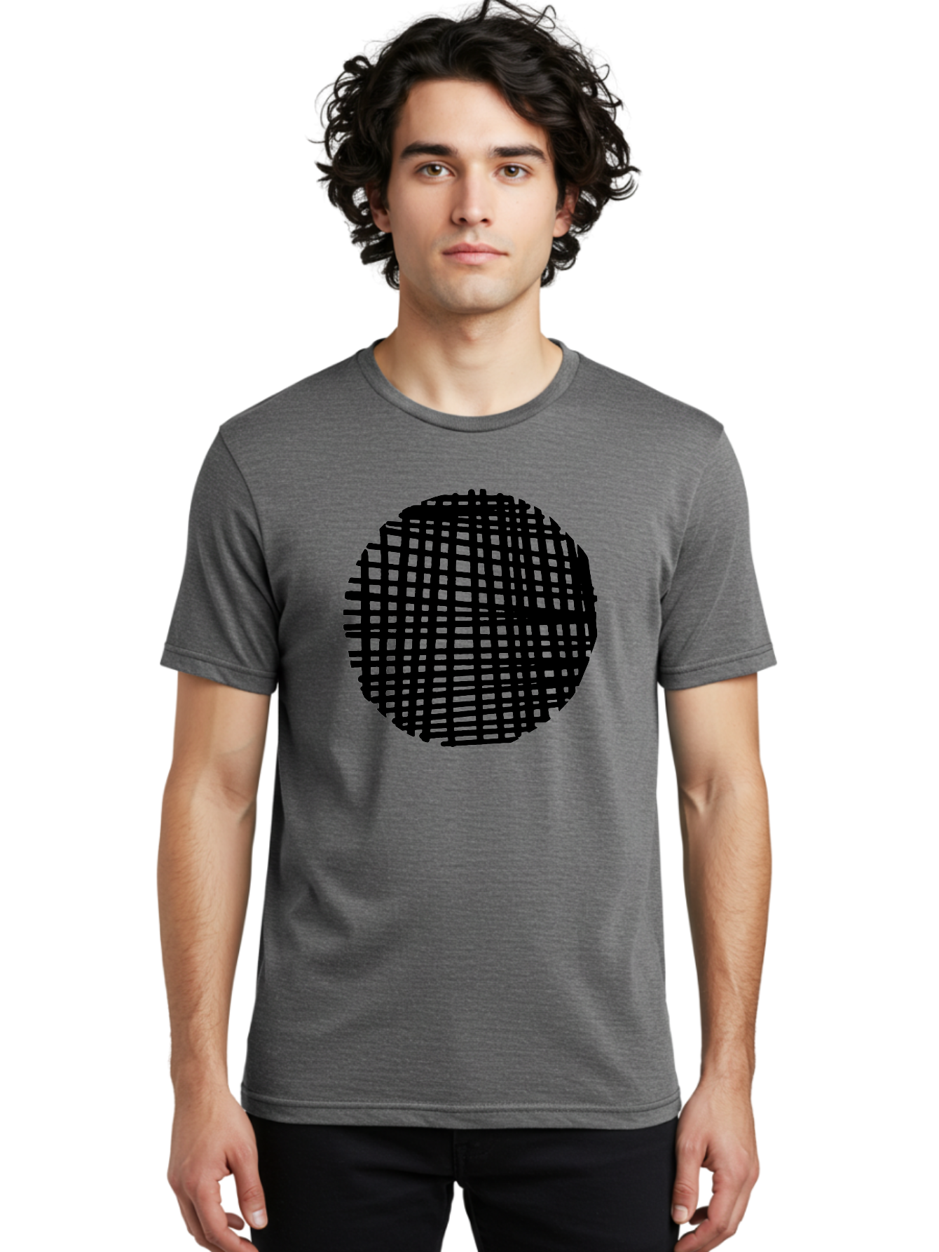 Black-Grid-Circle Men'S Graphic Tee, 100% Cotton, Comfortable Casual Summer Wear, Machine Washable, Disco Ball, Grid Pattern, Abstract Design, Black And Green, Modern Art, Geometric Shape, Spherical Object, Shiny Surface, Party Decoration -  Aaa375 18