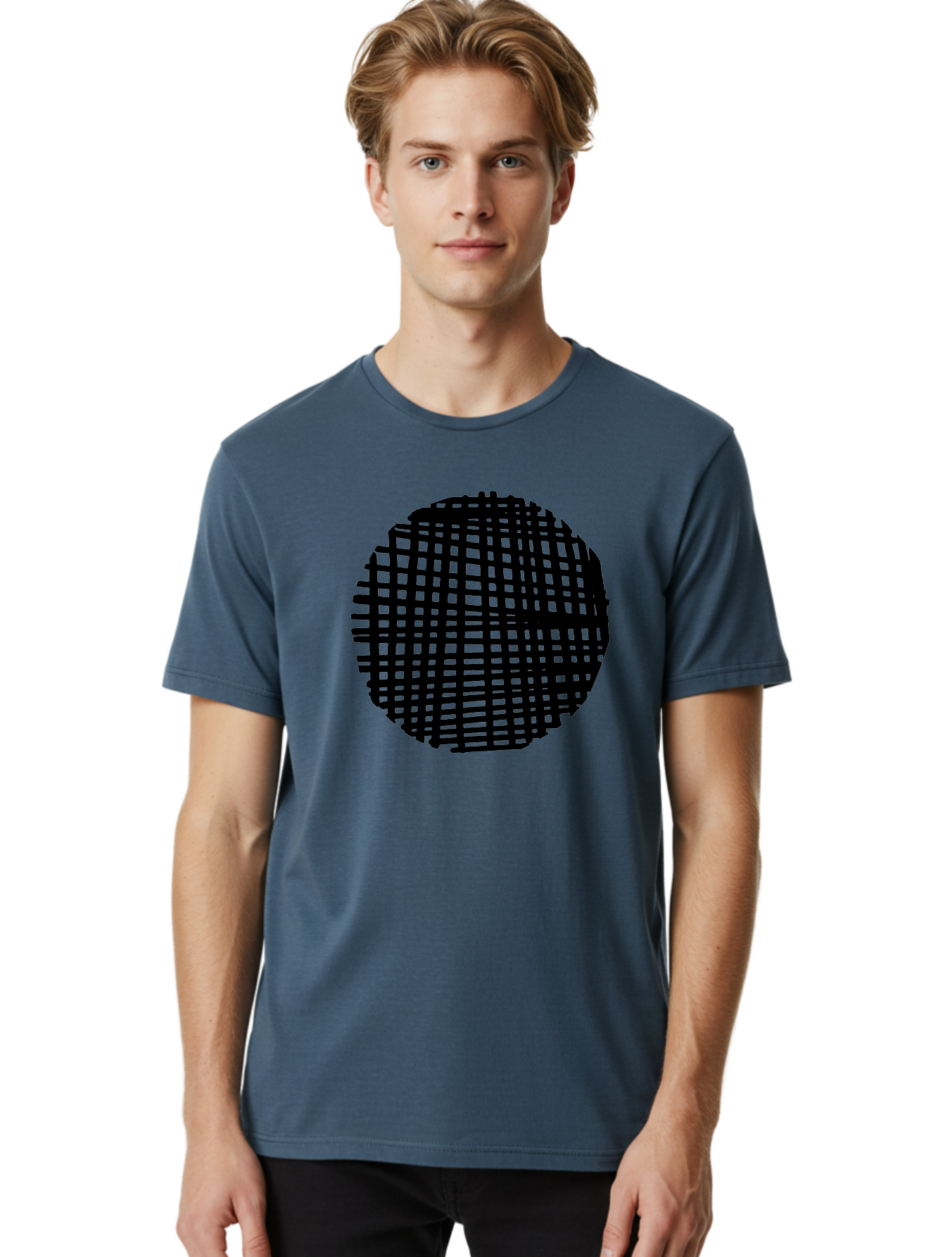 Black-Grid-Circle Men'S Graphic Tee, 100% Cotton, Comfortable Casual Summer Wear, Machine Washable, Disco Ball, Grid Pattern, Abstract Design, Black And Green, Modern Art, Geometric Shape, Spherical Object, Shiny Surface, Party Decoration -  Aaa375