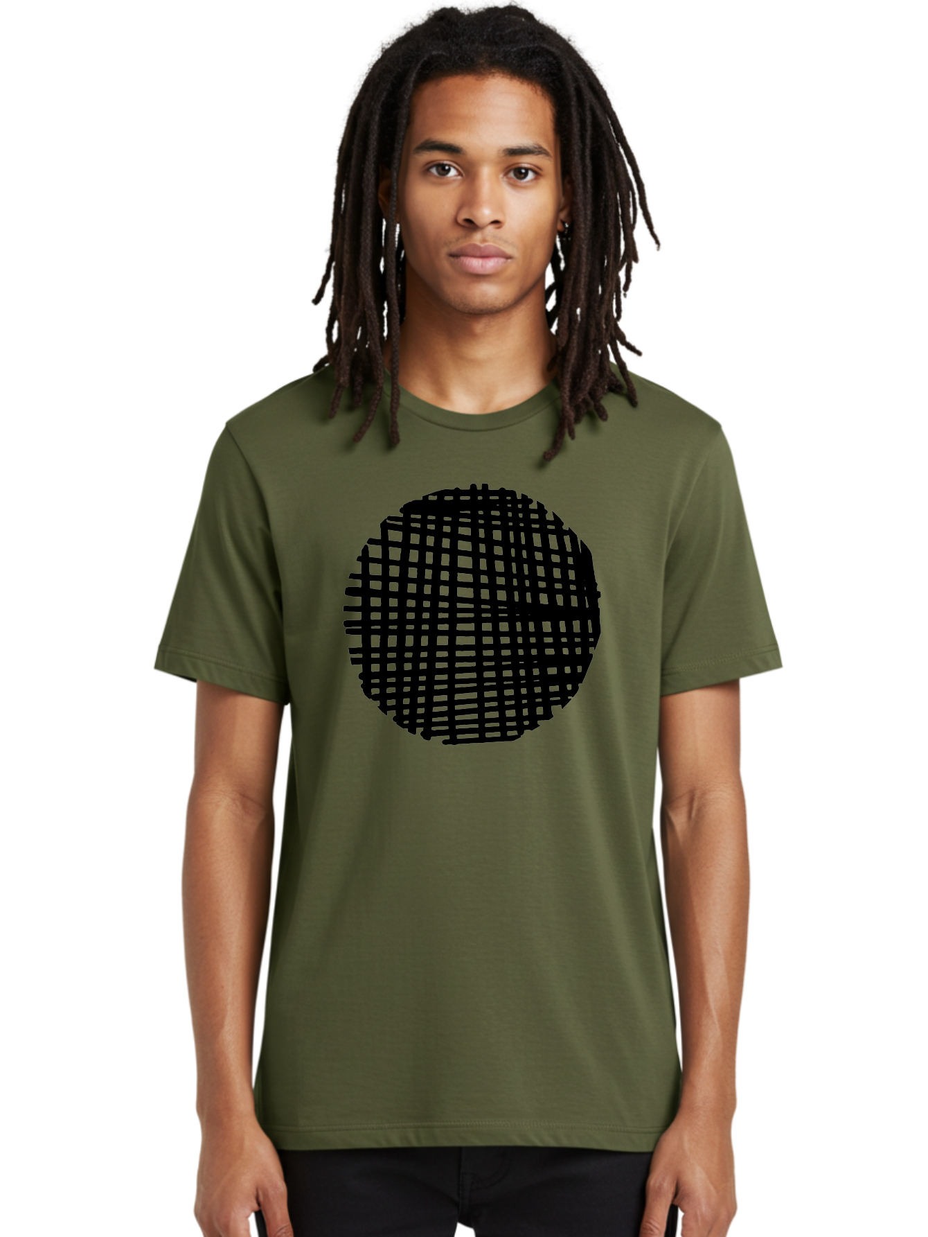 Black-Grid-Circle Men'S Graphic Tee, 100% Cotton, Comfortable Casual Summer Wear, Machine Washable, Disco Ball, Grid Pattern, Abstract Design, Black And Green, Modern Art, Geometric Shape, Spherical Object, Shiny Surface, Party Decoration -  Aaa375 10