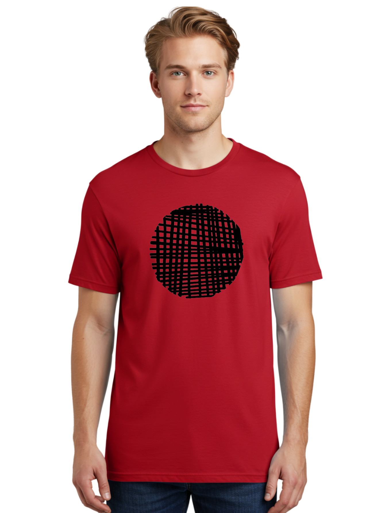 Black-Grid-Circle Men'S Graphic Tee, 100% Cotton, Comfortable Casual Summer Wear, Machine Washable, Disco Ball, Grid Pattern, Abstract Design, Black And Green, Modern Art, Geometric Shape, Spherical Object, Shiny Surface, Party Decoration -  Aaa375 24