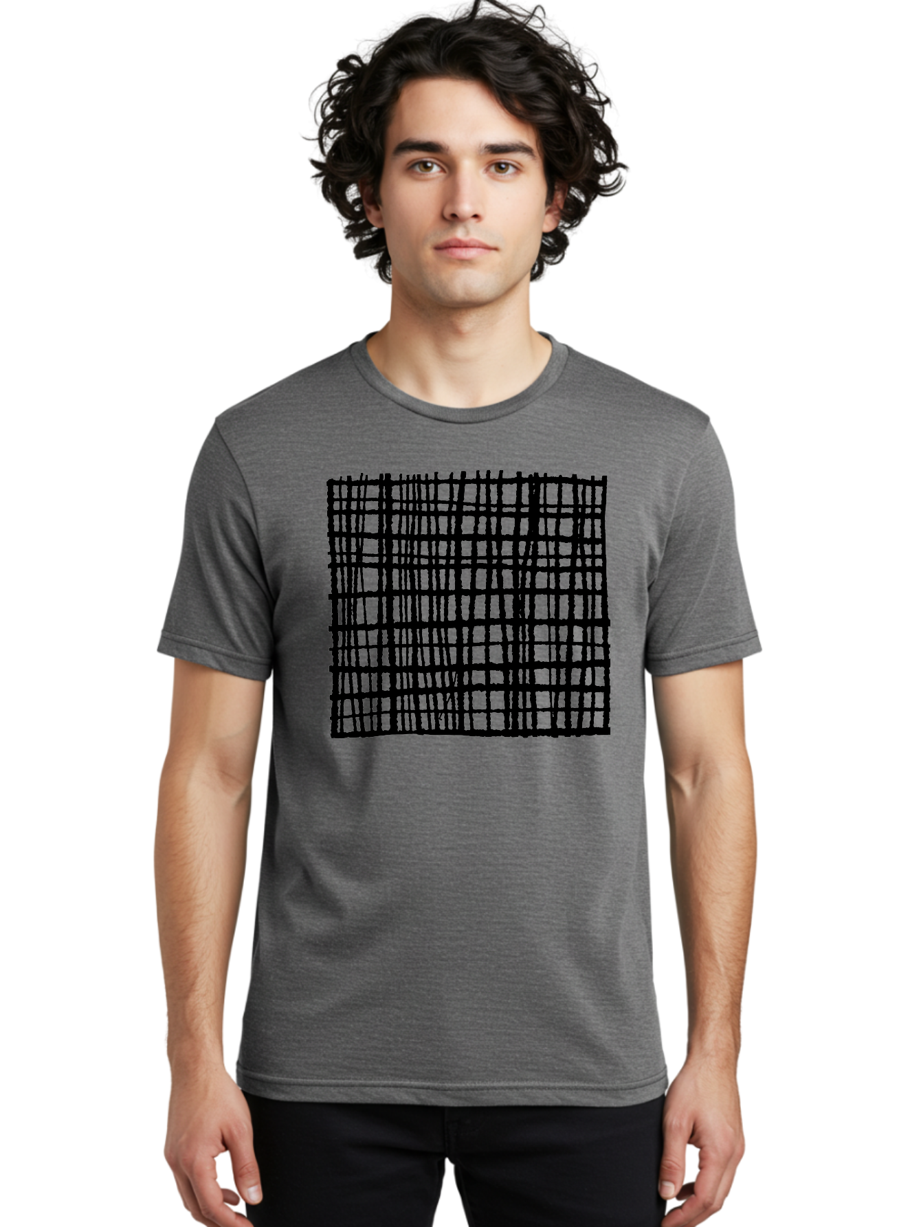 Black-Grid Men'S Graphic Tee, 100% Cotton, Comfortable Casual Summer Wear, Machine Washable, Black Grid Pattern, Graphic Design, Abstract Art, Geometric Shape, Modern Style, Contemporary Design, Grid Texture -  Aaa376 10