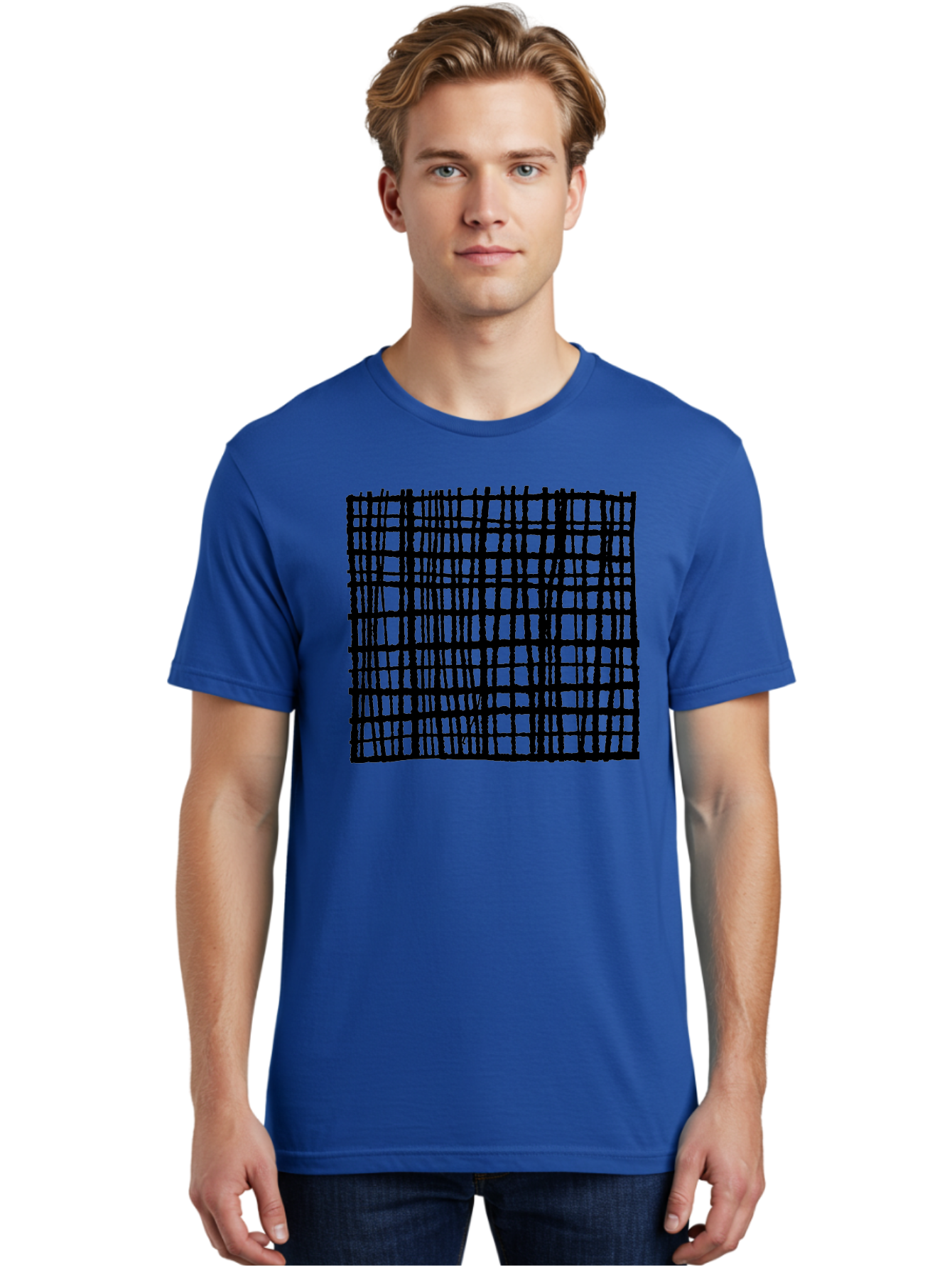 Black-Grid Men'S Graphic Tee, 100% Cotton, Comfortable Casual Summer Wear, Machine Washable, Black Grid Pattern, Graphic Design, Abstract Art, Geometric Shape, Modern Style, Contemporary Design, Grid Texture -  Aaa376 20