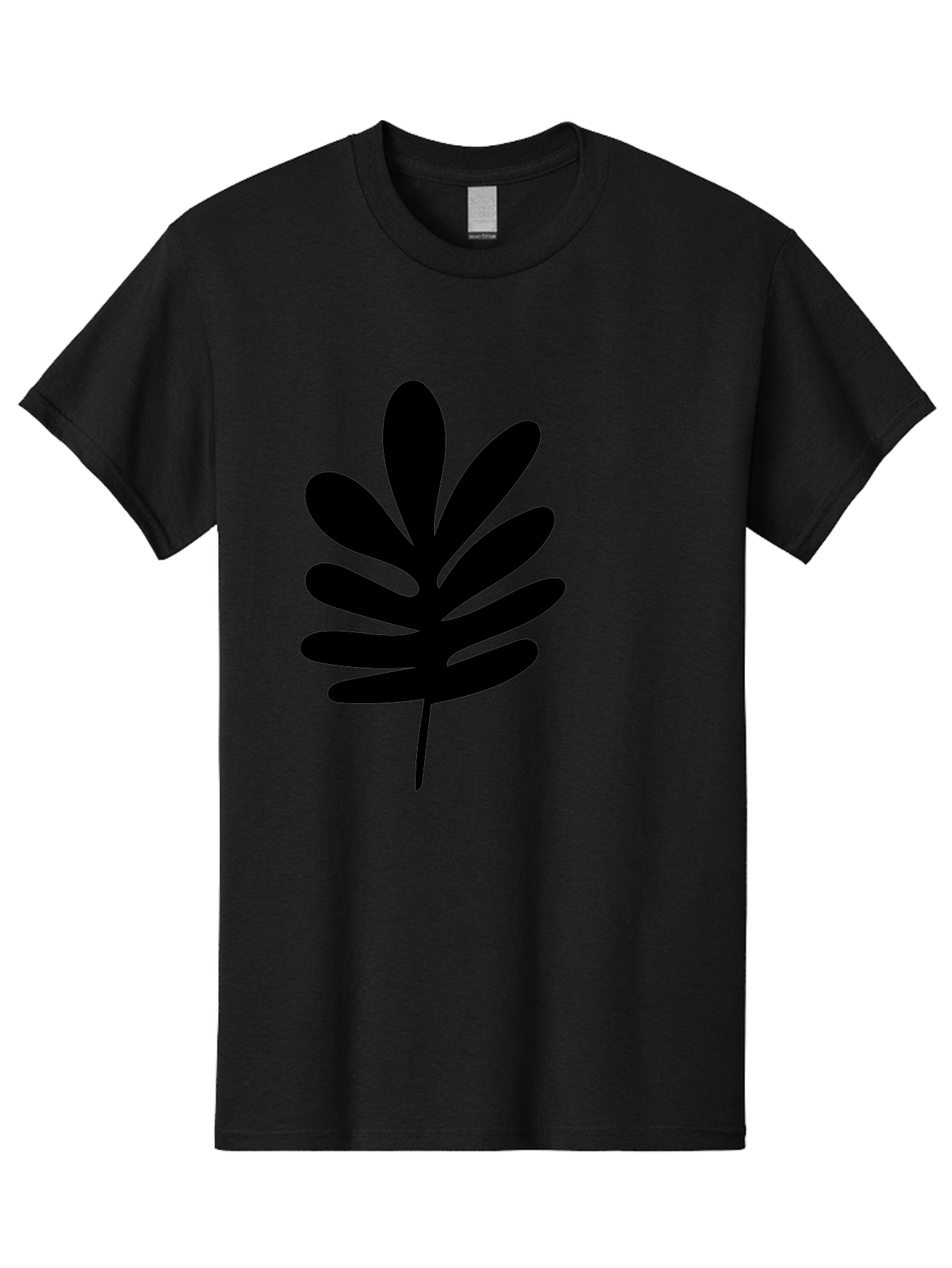 Black-Leaf-1 Men'S Graphic Tee, 100% Cotton, Comfortable Casual Summer Wear, Machine Washable, Schefflera Leaf, Black Silhouette, Minimalist Design, Simple Leaf, Foliage Icon, Botanical Graphic, Modern Art, Leaf Illustration -  Aaa377