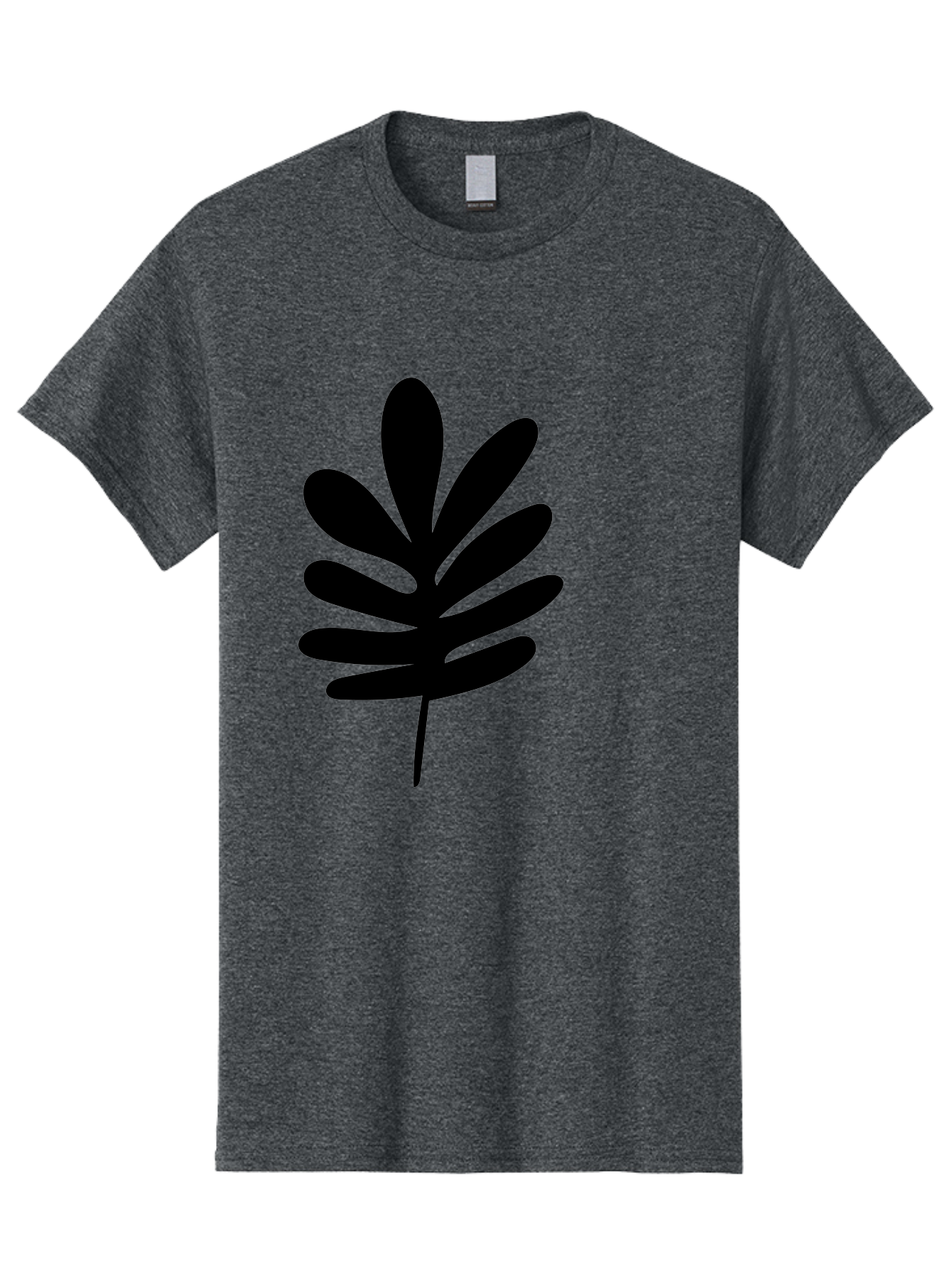 Black-Leaf-1 Men'S Graphic Tee, 100% Cotton, Comfortable Casual Summer Wear, Machine Washable, Schefflera Leaf, Black Silhouette, Minimalist Design, Simple Leaf, Foliage Icon, Botanical Graphic, Modern Art, Leaf Illustration -  Aaa377 21