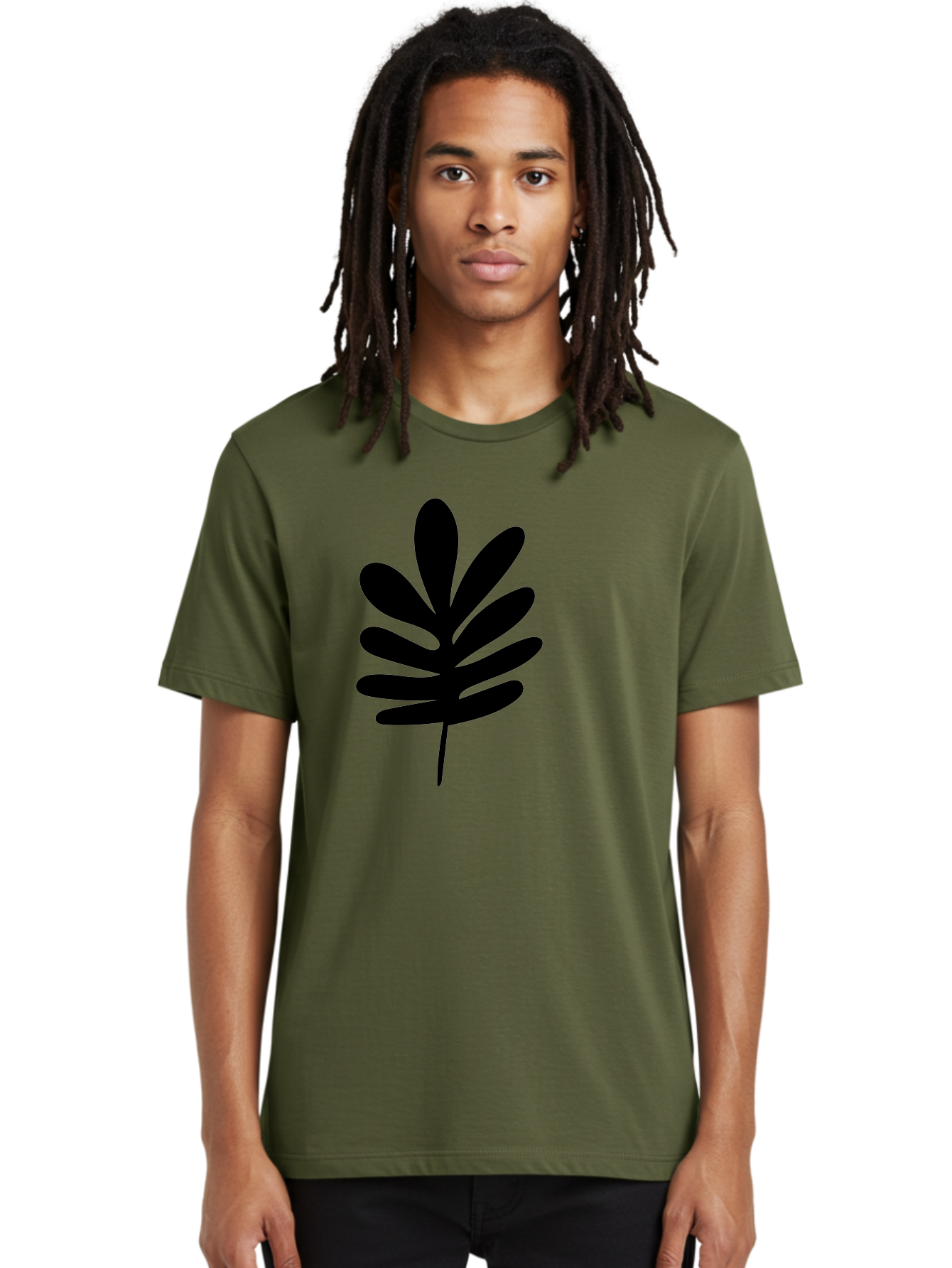 Black-Leaf-1 Men'S Graphic Tee, 100% Cotton, Comfortable Casual Summer Wear, Machine Washable, Schefflera Leaf, Black Silhouette, Minimalist Design, Simple Leaf, Foliage Icon, Botanical Graphic, Modern Art, Leaf Illustration -  Aaa377 14