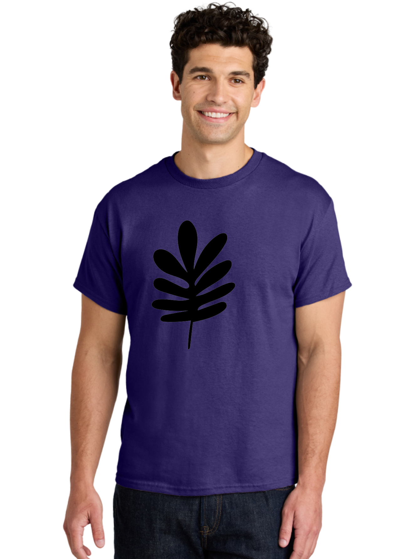 Black-Leaf-1 Men'S Graphic Tee, 100% Cotton, Comfortable Casual Summer Wear, Machine Washable, Schefflera Leaf, Black Silhouette, Minimalist Design, Simple Leaf, Foliage Icon, Botanical Graphic, Modern Art, Leaf Illustration -  Aaa377 10