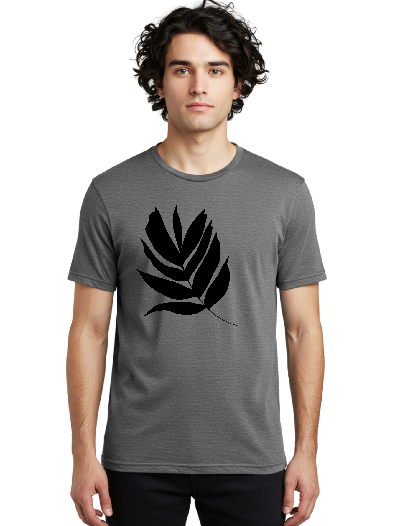 Black-Leaf-Silhouette Men'S Graphic Tee, 100% Cotton, Comfortable Casual Summer Wear, Machine Washable, Leaf Silhouette, Black Leaves, Minimalist Design, Plant Illustration, Simple Shapes, Botanical Art, Leafy Graphic, Nature-Inspired, -  Aaa378 16