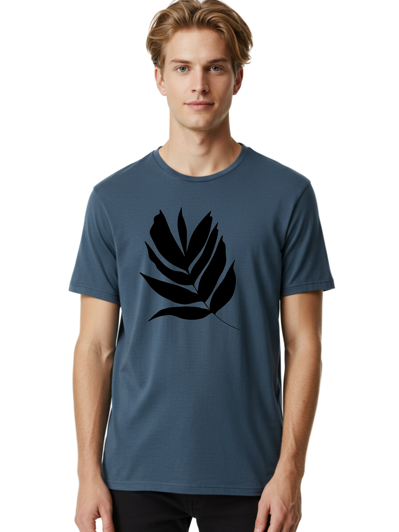 Black-Leaf-Silhouette Men'S Graphic Tee, 100% Cotton, Comfortable Casual Summer Wear, Machine Washable, Leaf Silhouette, Black Leaves, Minimalist Design, Plant Illustration, Simple Shapes, Botanical Art, Leafy Graphic, Nature-Inspired, -  Aaa378 22