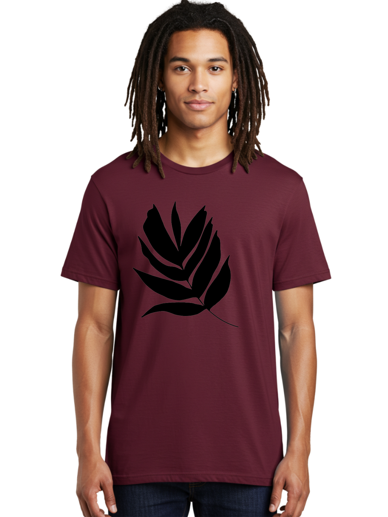 Black-Leaf-Silhouette Men'S Graphic Tee, 100% Cotton, Comfortable Casual Summer Wear, Machine Washable, Leaf Silhouette, Black Leaves, Minimalist Design, Plant Illustration, Simple Shapes, Botanical Art, Leafy Graphic, Nature-Inspired, -  Aaa378 8