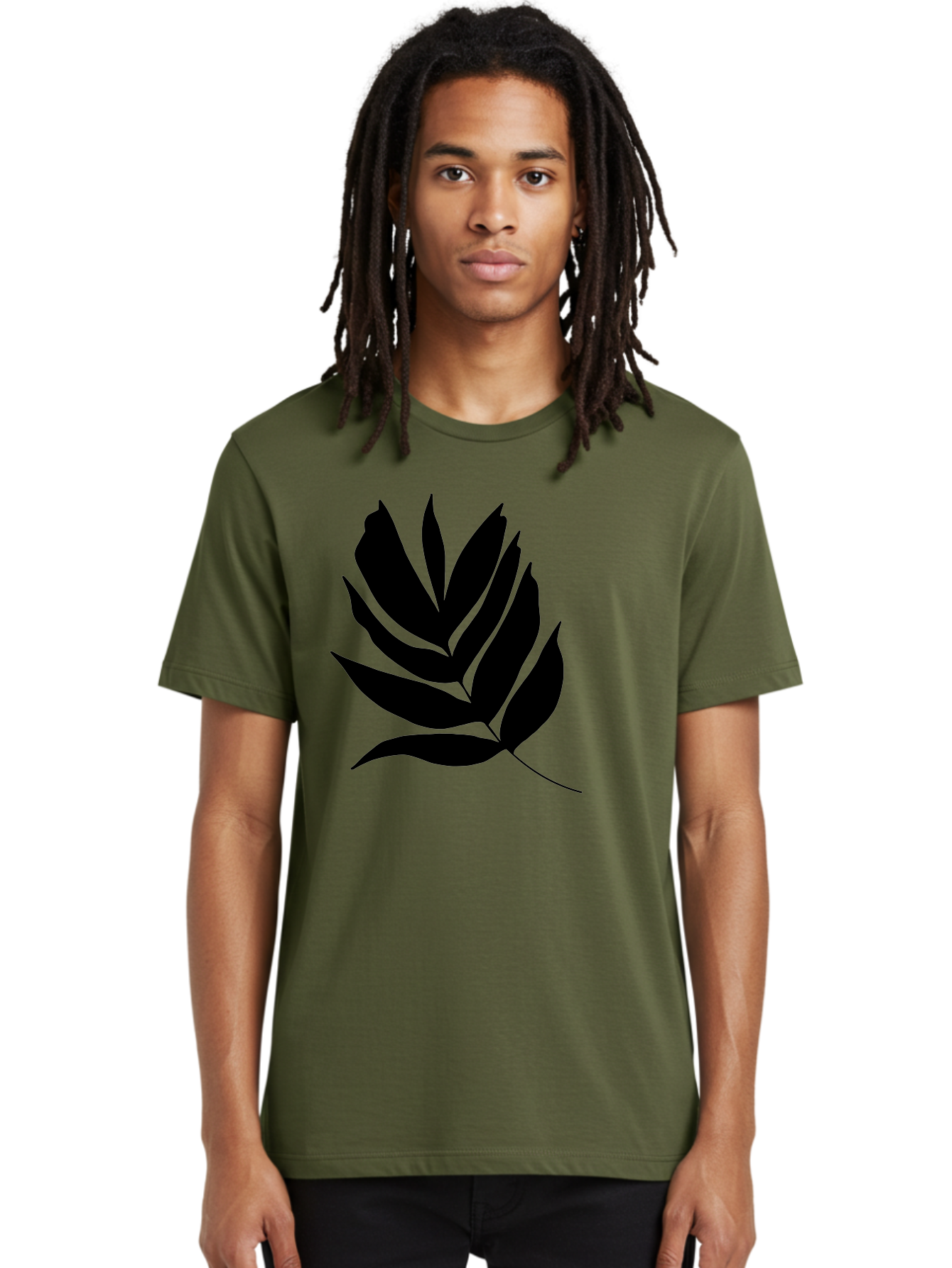Black-Leaf-Silhouette Men'S Graphic Tee, 100% Cotton, Comfortable Casual Summer Wear, Machine Washable, Leaf Silhouette, Black Leaves, Minimalist Design, Plant Illustration, Simple Shapes, Botanical Art, Leafy Graphic, Nature-Inspired, -  Aaa378 10