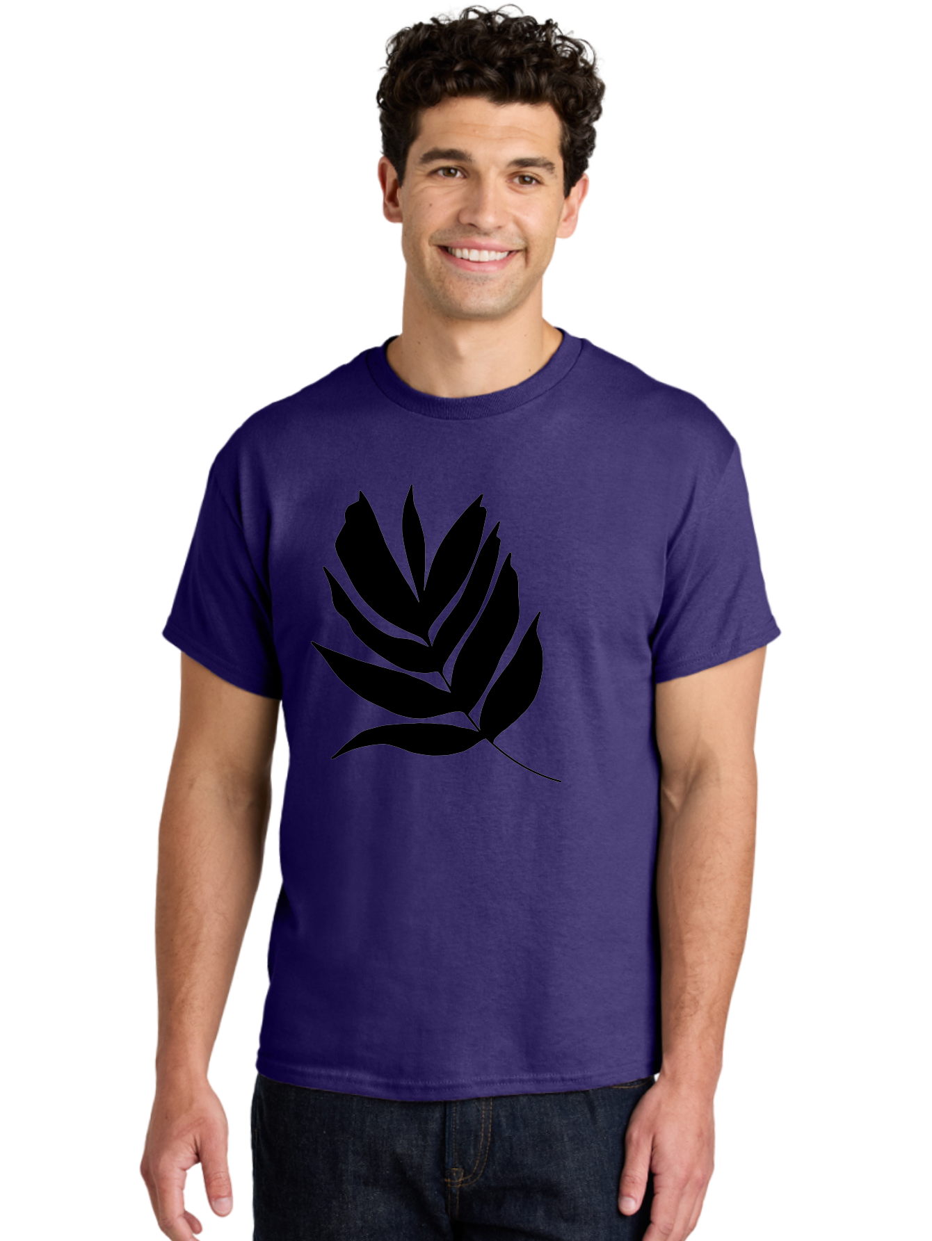 Black-Leaf-Silhouette Men'S Graphic Tee, 100% Cotton, Comfortable Casual Summer Wear, Machine Washable, Leaf Silhouette, Black Leaves, Minimalist Design, Plant Illustration, Simple Shapes, Botanical Art, Leafy Graphic, Nature-Inspired, -  Aaa378 12