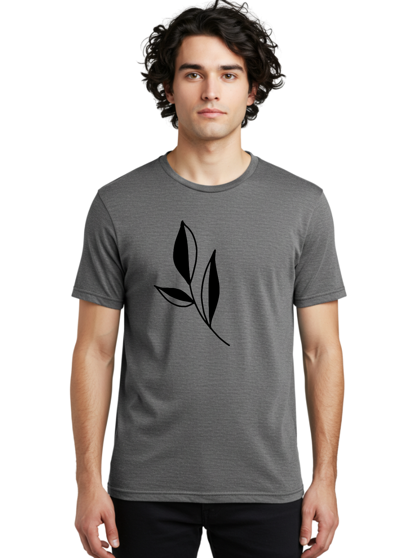Black-Leaf Men'S Graphic Tee, 100% Cotton, Comfortable Casual Summer Wear, Machine Washable, Simple Leaf Design, Black Leaves, Minimalist Art, Nature Inspired, Botanical Illustration, Elegant Graphics, Leaf Silhouette -  Aaa379 22
