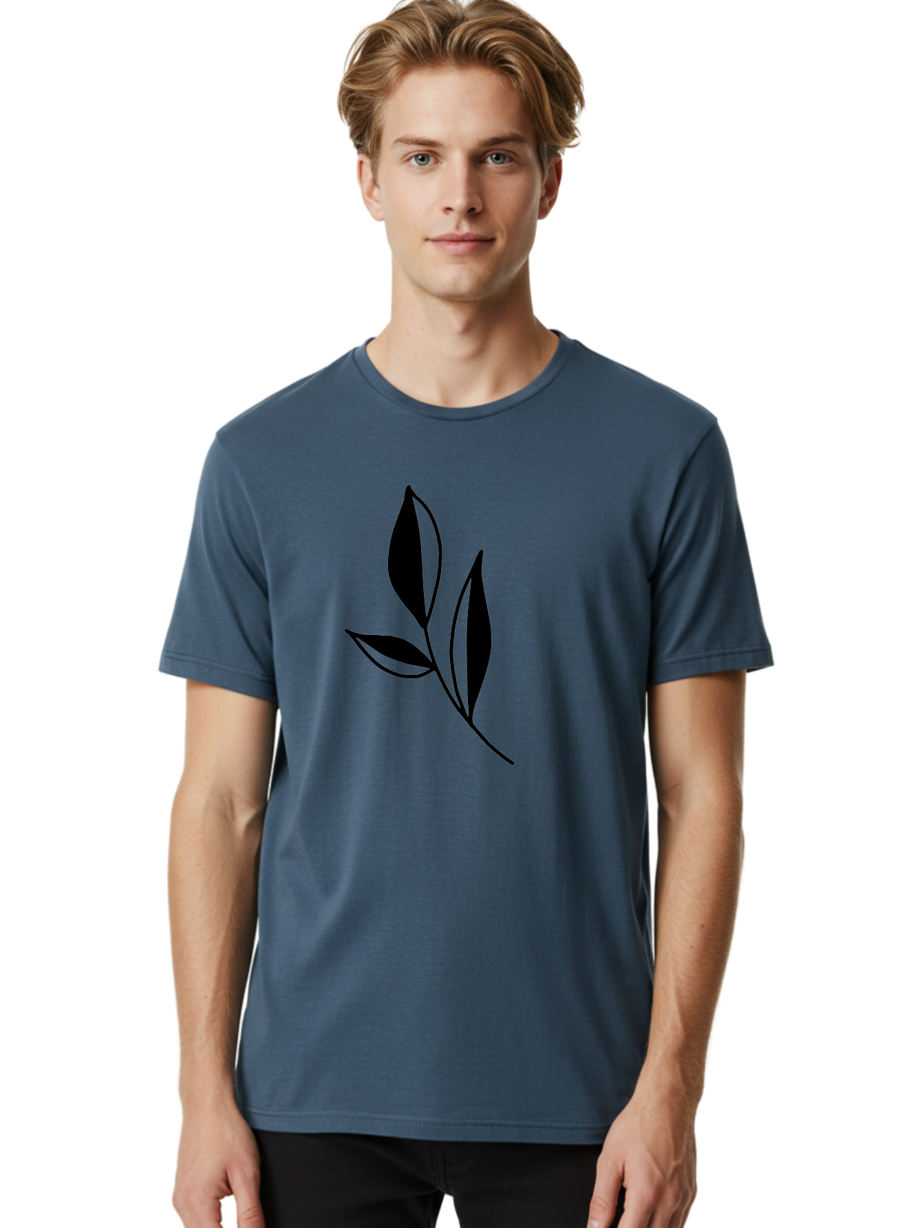 Black-Leaf Men'S Graphic Tee, 100% Cotton, Comfortable Casual Summer Wear, Machine Washable, Simple Leaf Design, Black Leaves, Minimalist Art, Nature Inspired, Botanical Illustration, Elegant Graphics, Leaf Silhouette -  Aaa379 18