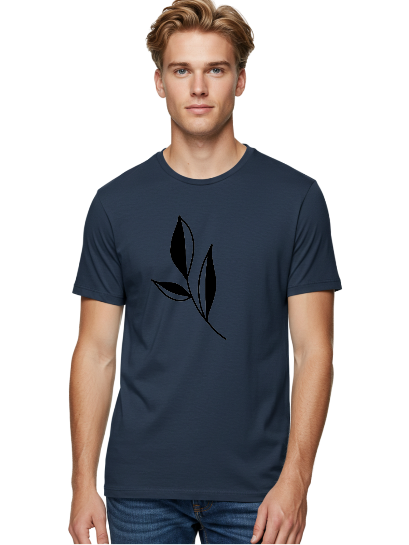 Black-Leaf Men'S Graphic Tee, 100% Cotton, Comfortable Casual Summer Wear, Machine Washable, Simple Leaf Design, Black Leaves, Minimalist Art, Nature Inspired, Botanical Illustration, Elegant Graphics, Leaf Silhouette -  Aaa379 14