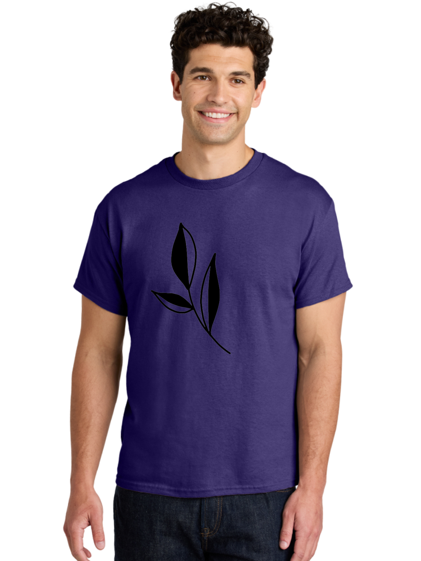 Black-Leaf Men'S Graphic Tee, 100% Cotton, Comfortable Casual Summer Wear, Machine Washable, Simple Leaf Design, Black Leaves, Minimalist Art, Nature Inspired, Botanical Illustration, Elegant Graphics, Leaf Silhouette -  Aaa379 6