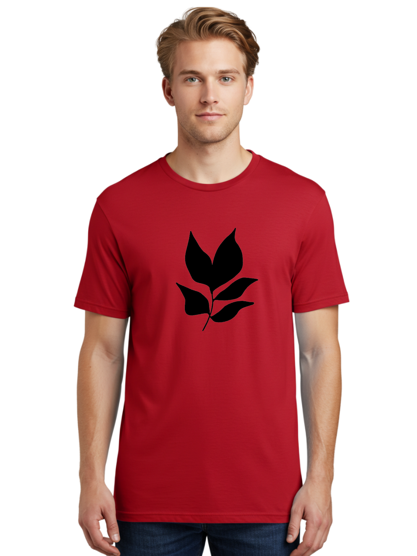 Black-Leaves-1 Men'S Graphic Tee, 100% Cotton, Comfortable Casual Summer Wear, Machine Washable, Five Leaves On Stem, Black Silhouette, Simple Design, Elegant Graphics, Minimalist Art, Leaf Icon, Nature-Inspired -  Aaa380 16