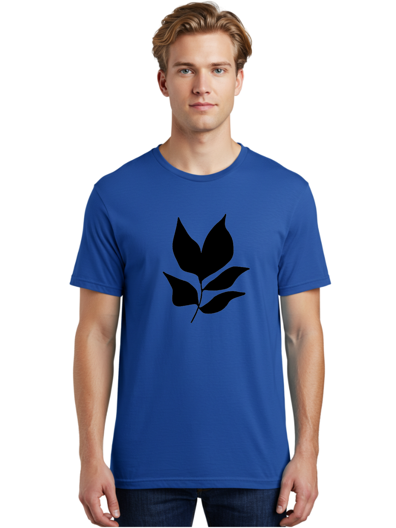 Black-Leaves-1 Men'S Graphic Tee, 100% Cotton, Comfortable Casual Summer Wear, Machine Washable, Five Leaves On Stem, Black Silhouette, Simple Design, Elegant Graphics, Minimalist Art, Leaf Icon, Nature-Inspired -  Aaa380 12