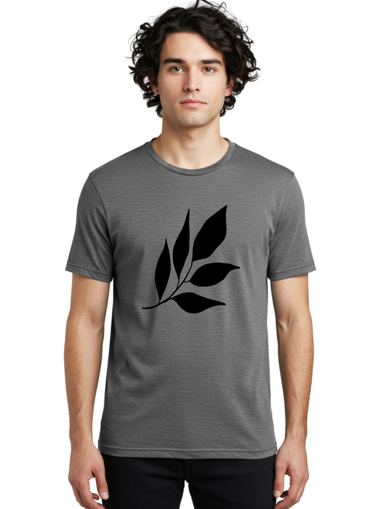 Black-Leaves-3 Men'S Graphic Tee, 100% Cotton, Comfortable Casual Summer Wear, Machine Washable, Black Leaves, Leafy Branch, Natural Elements, Simple Graphics, Minimalist Design, Leaf Silhouette, Botanical Illustration -  Aaa382 10
