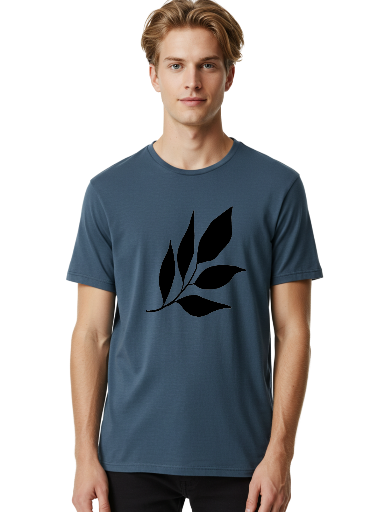 Black-Leaves-3 Men'S Graphic Tee, 100% Cotton, Comfortable Casual Summer Wear, Machine Washable, Black Leaves, Leafy Branch, Natural Elements, Simple Graphics, Minimalist Design, Leaf Silhouette, Botanical Illustration -  Aaa382 14