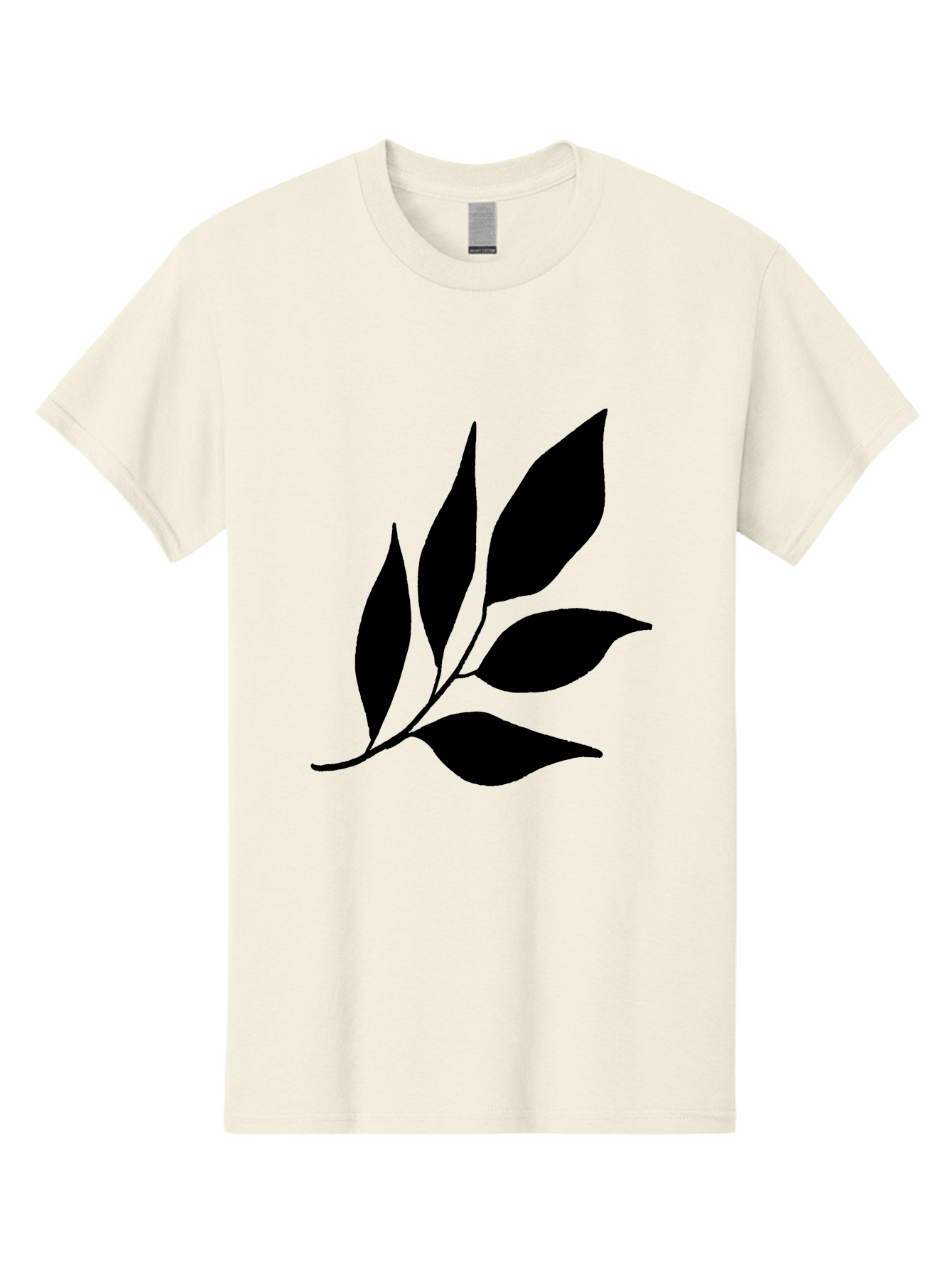 Black-Leaves-3 Men'S Graphic Tee, 100% Cotton, Comfortable Casual Summer Wear, Machine Washable, Black Leaves, Leafy Branch, Natural Elements, Simple Graphics, Minimalist Design, Leaf Silhouette, Botanical Illustration -  Aaa382