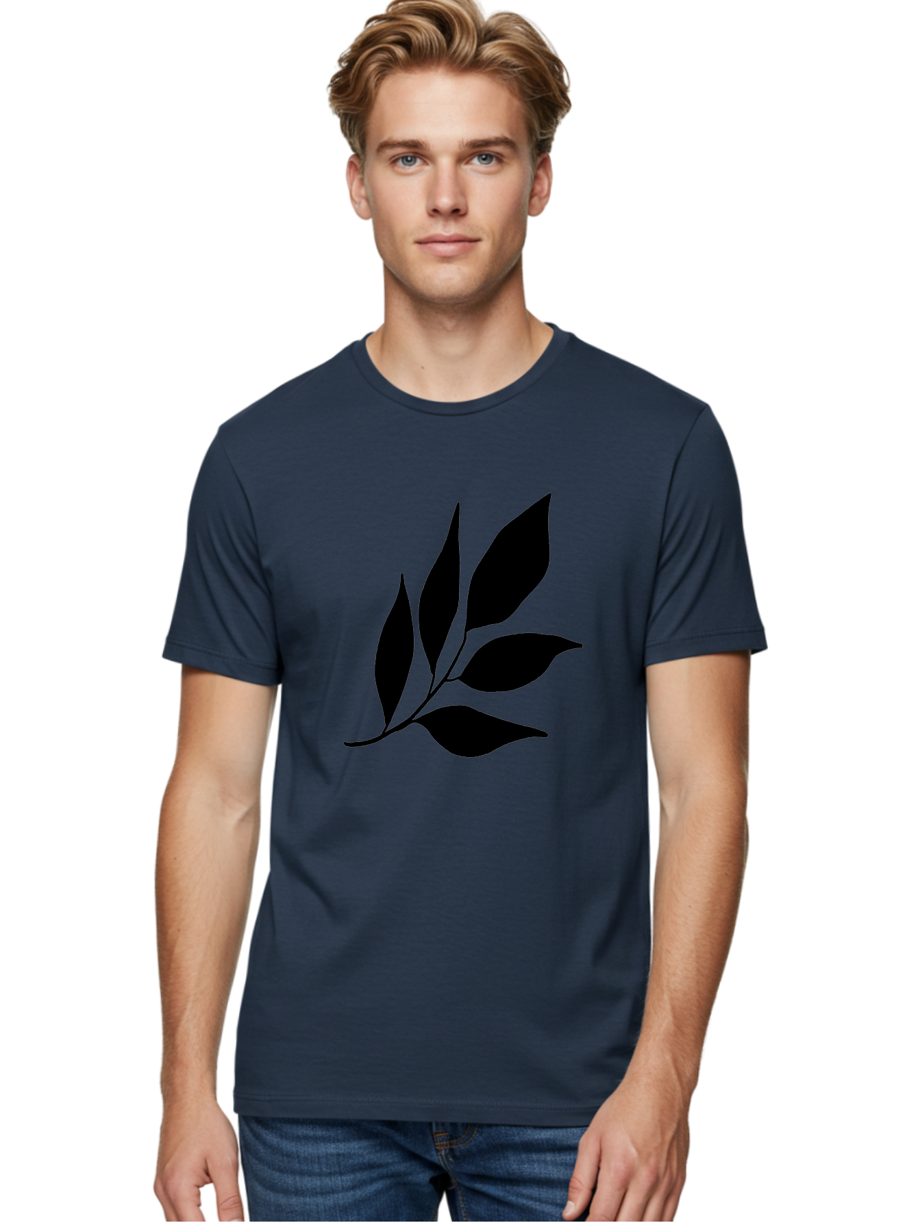 Black-Leaves-3 Men'S Graphic Tee, 100% Cotton, Comfortable Casual Summer Wear, Machine Washable, Black Leaves, Leafy Branch, Natural Elements, Simple Graphics, Minimalist Design, Leaf Silhouette, Botanical Illustration -  Aaa382 18