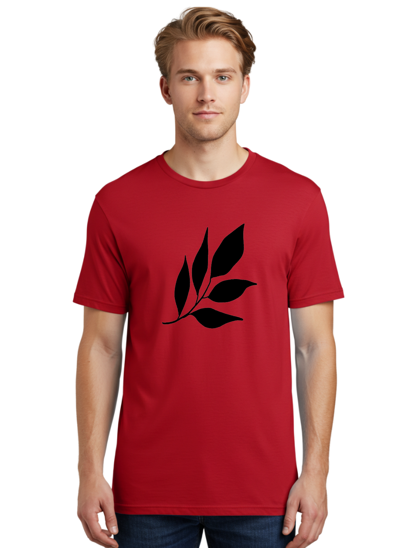 Black-Leaves-3 Men'S Graphic Tee, 100% Cotton, Comfortable Casual Summer Wear, Machine Washable, Black Leaves, Leafy Branch, Natural Elements, Simple Graphics, Minimalist Design, Leaf Silhouette, Botanical Illustration -  Aaa382 4