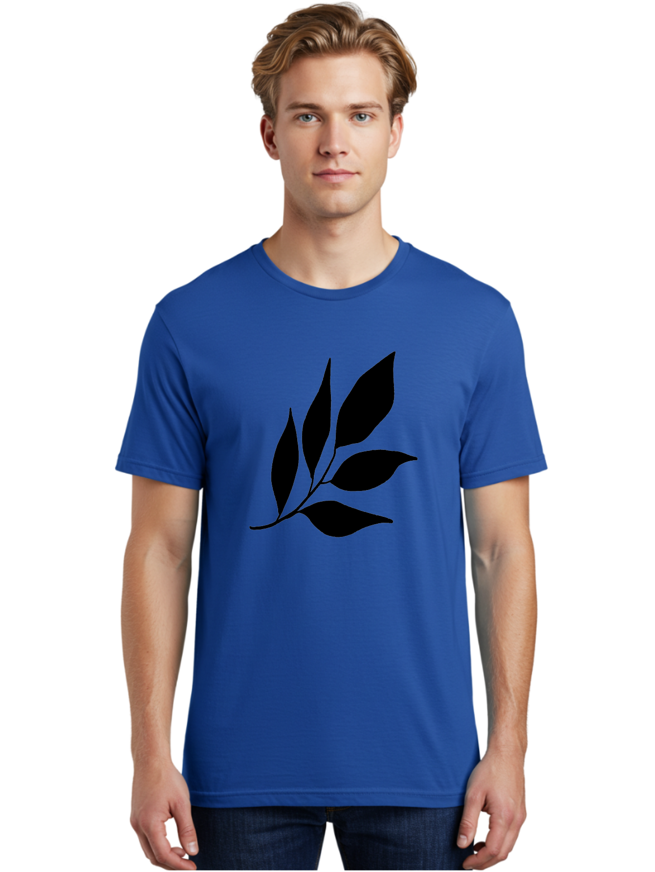 Black-Leaves-3 Men'S Graphic Tee, 100% Cotton, Comfortable Casual Summer Wear, Machine Washable, Black Leaves, Leafy Branch, Natural Elements, Simple Graphics, Minimalist Design, Leaf Silhouette, Botanical Illustration -  Aaa382 20